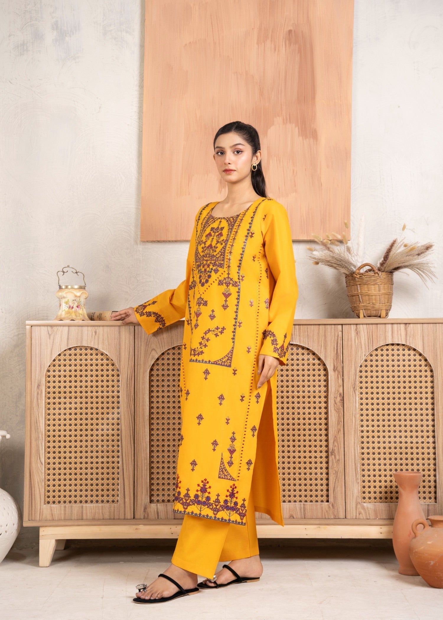 Abeera Art No. AB 57– Ethereal Charm: Embroidered Cotton Suit Women 2pcs