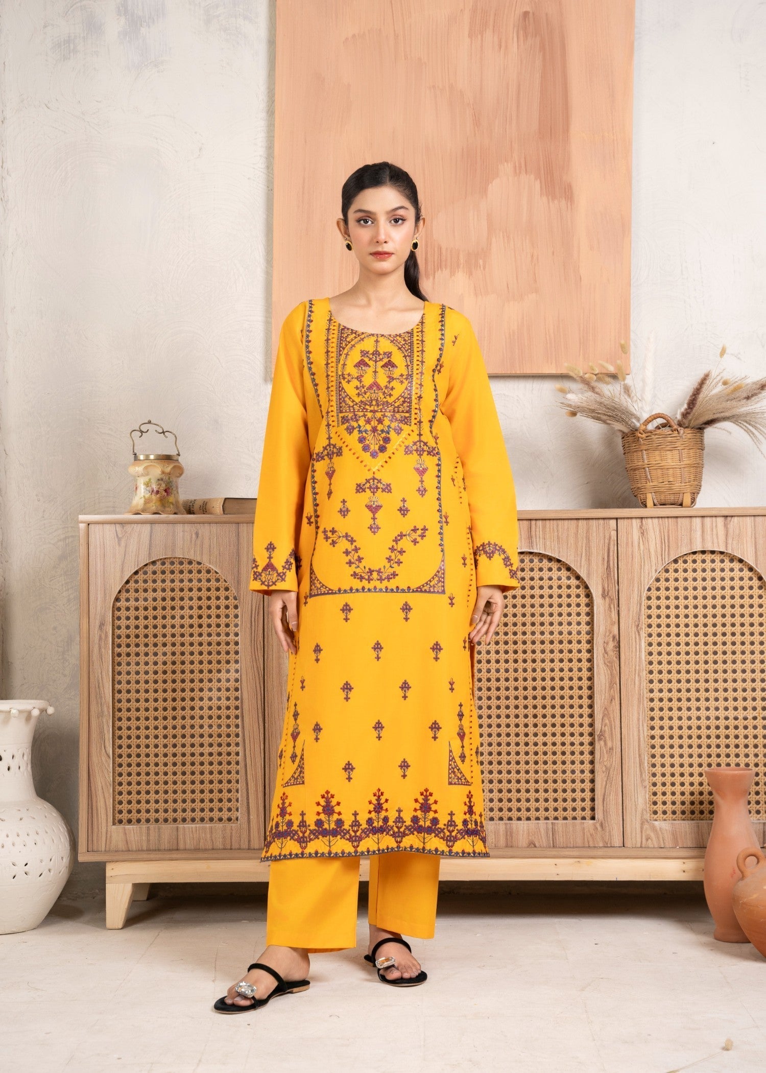 Abeera Art No. AB 57– Ethereal Charm: Embroidered Cotton Suit Women 2pcs
