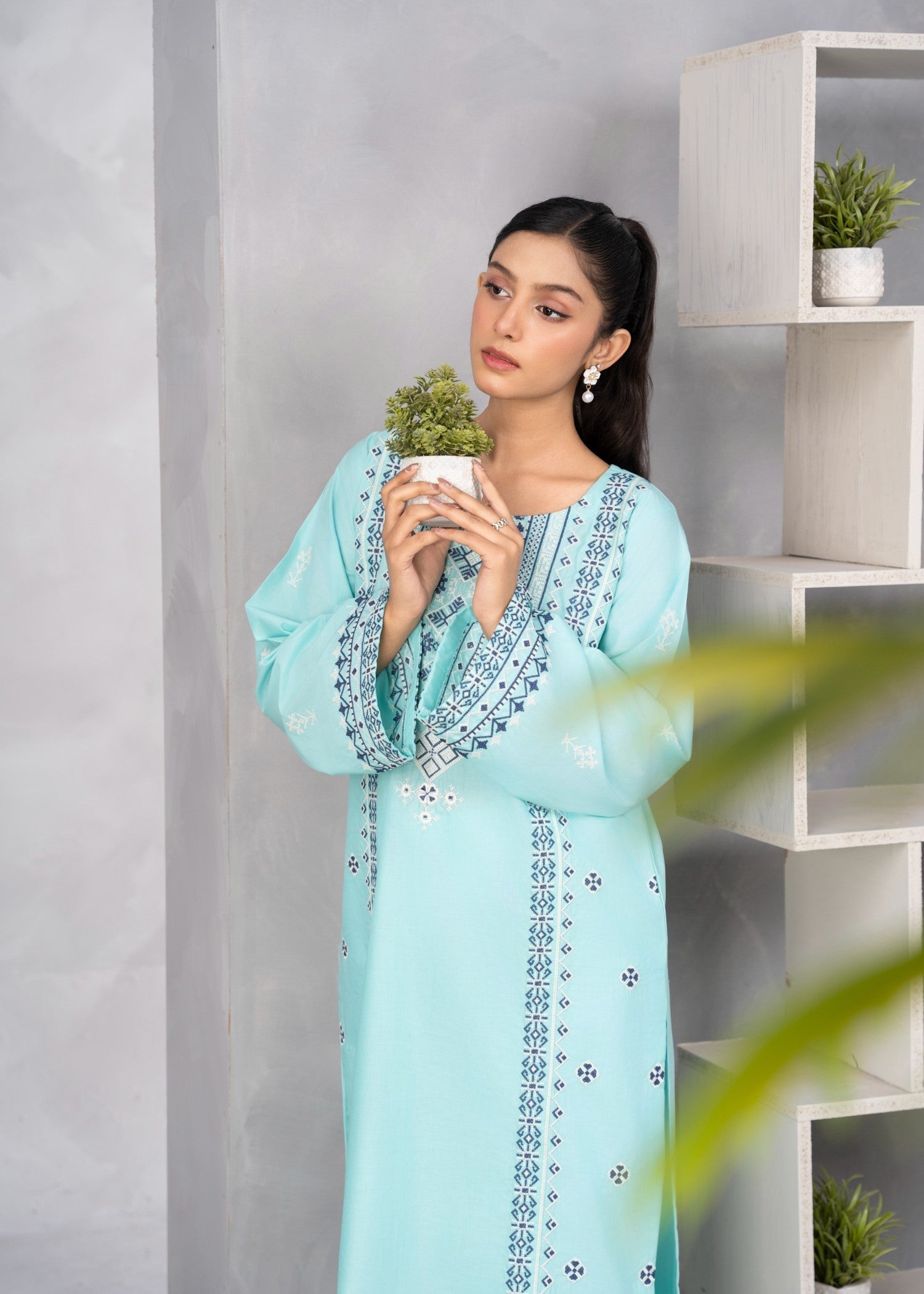 Abeera Art No. AB 76 – Modern Heritage: Embroidered Cotton Suit Women 2pcs