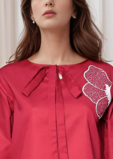 Polkadots Vibrant Red Plain Suit 14362HG Women 2pcs