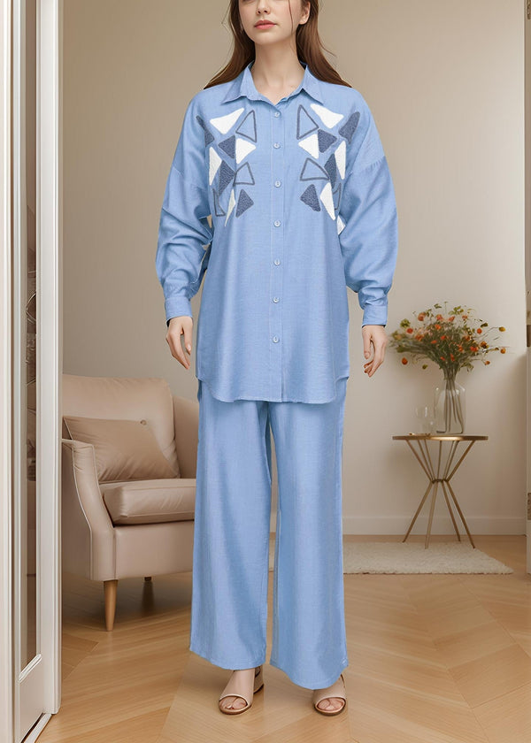 Polkadots Elegant Blue Self Plain Suit 14374CW Women 2pcs