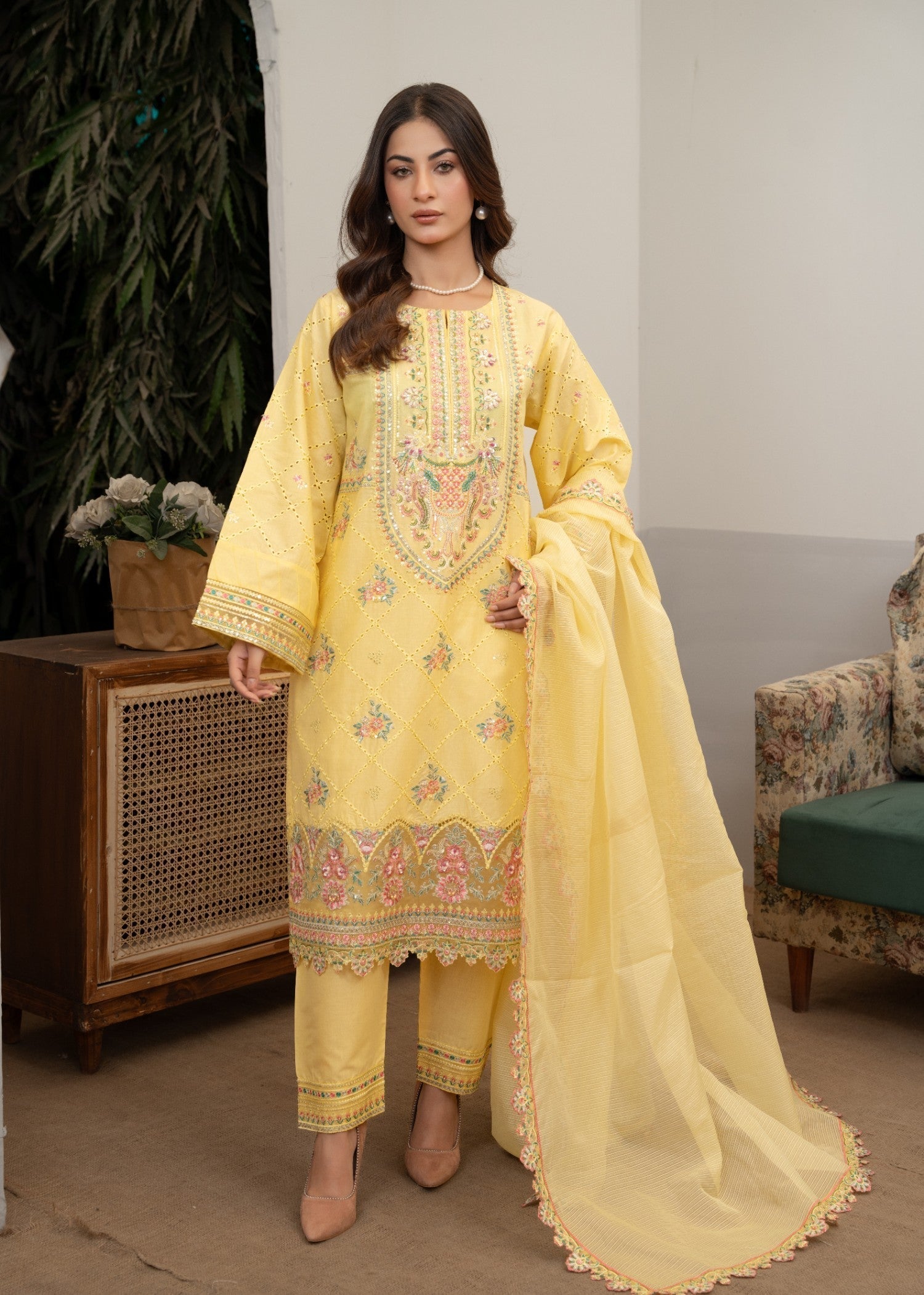 Waniya Awais WAL 01 Lawn Stitched Women 3pcs