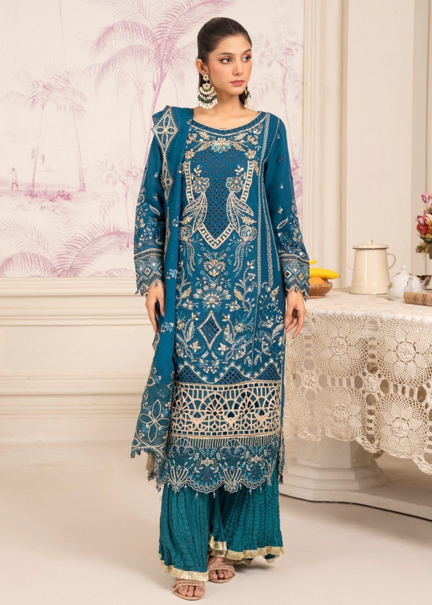Diara Couture ASMAA SF 13 TEAL BLUE Women 3pcs