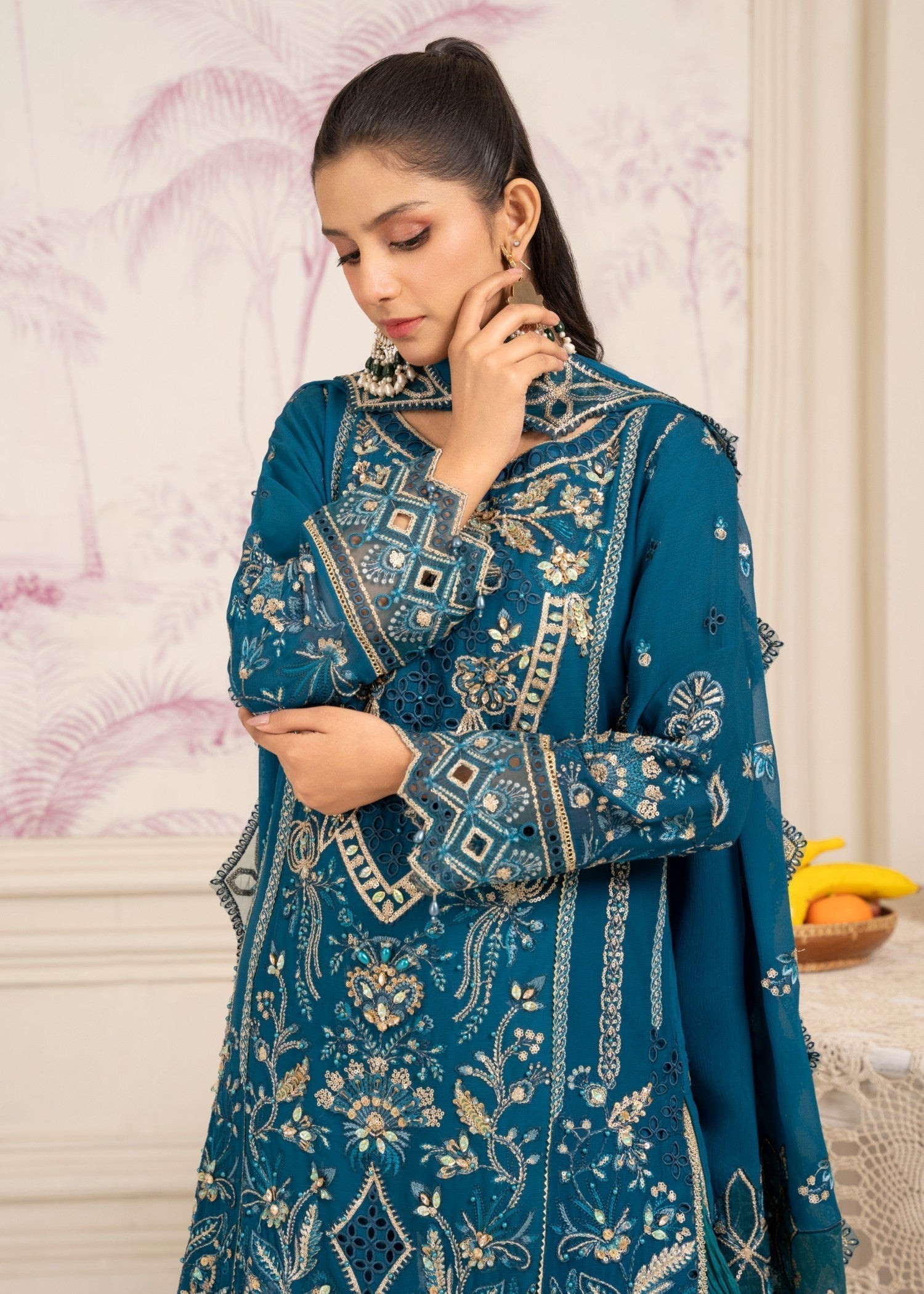 Diara Couture ASMAA SF 13 TEAL BLUE Women 3pcs