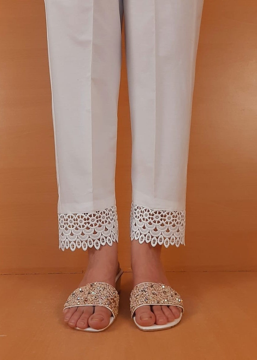 Zardi Laced Cotton Trouser White ZT315 Women 1pcs