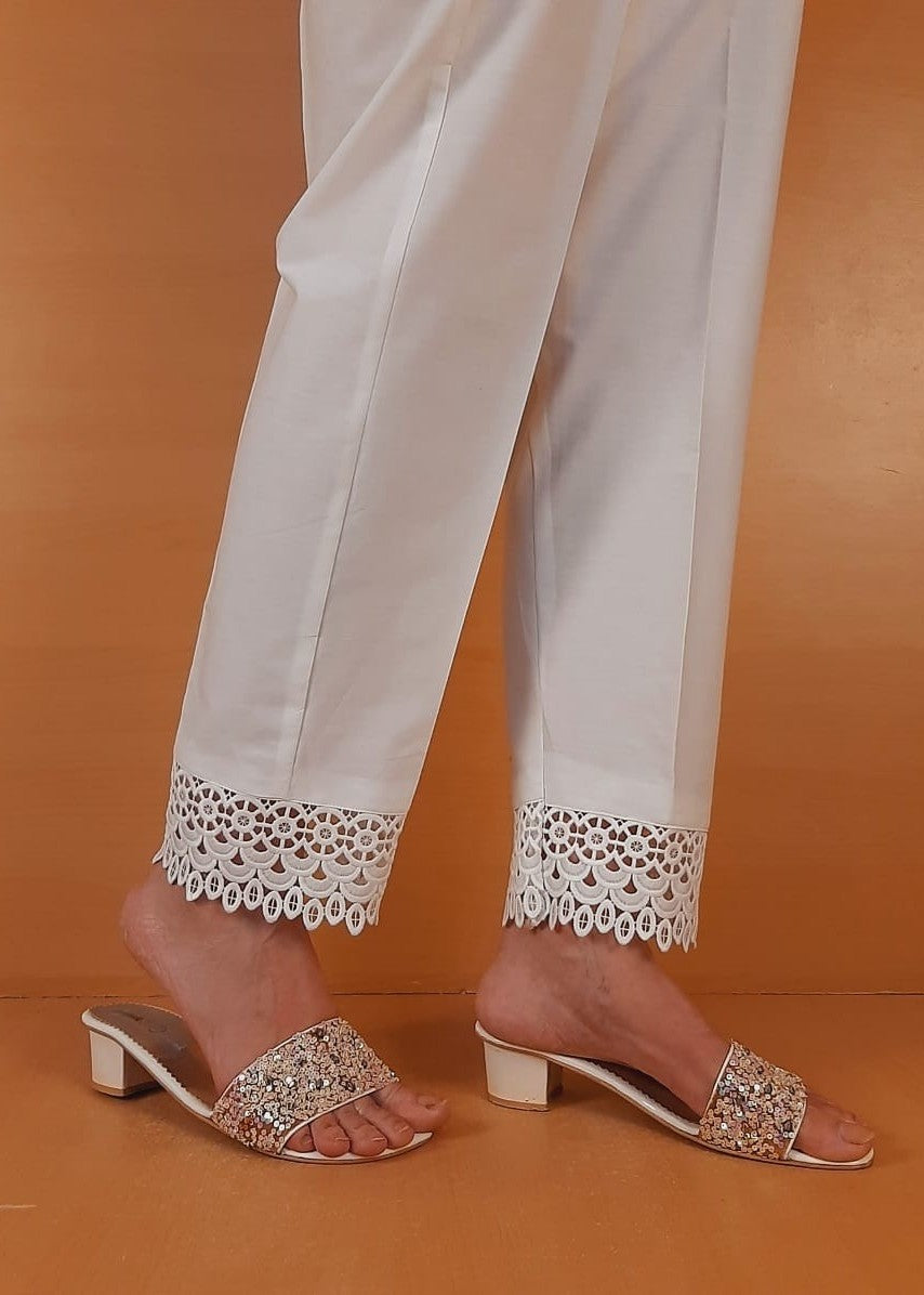 Zardi Laced Cotton Trouser White ZT315 Women 1pcs
