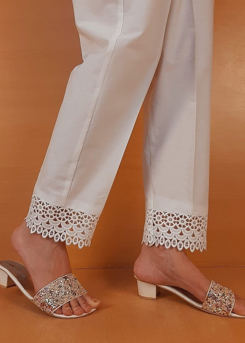 Zardi Laced Cotton Trouser White ZT315 Women 1pcs