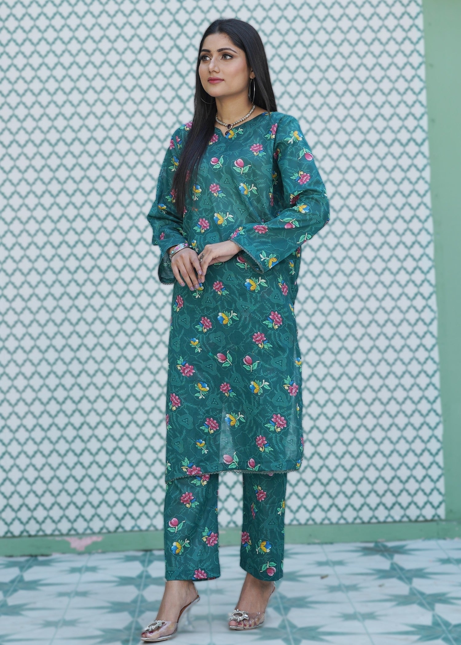 Ayesha'S Attire Emerald Printed Women 2pcs