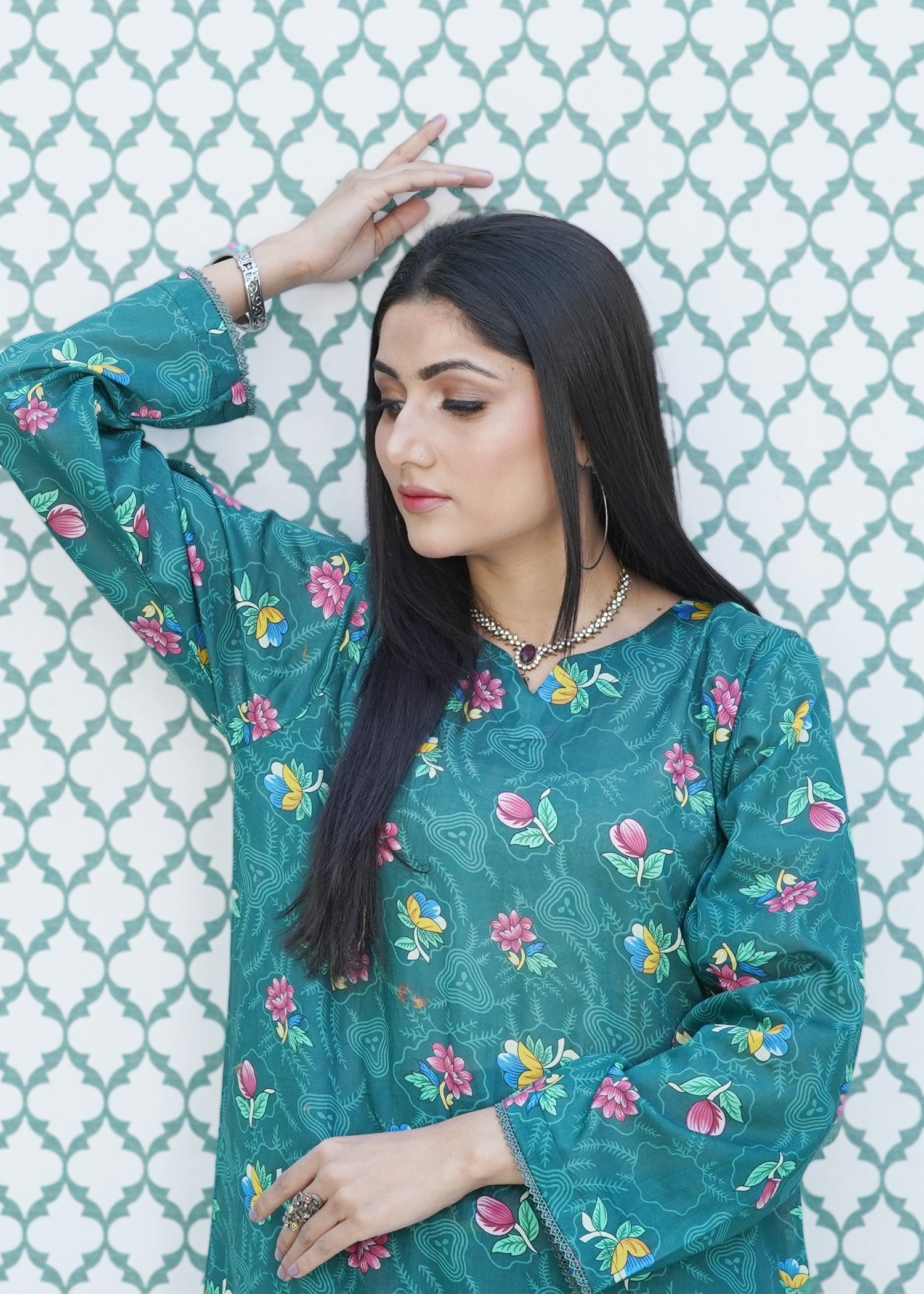 Ayesha'S Attire Emerald Printed Women 2pcs