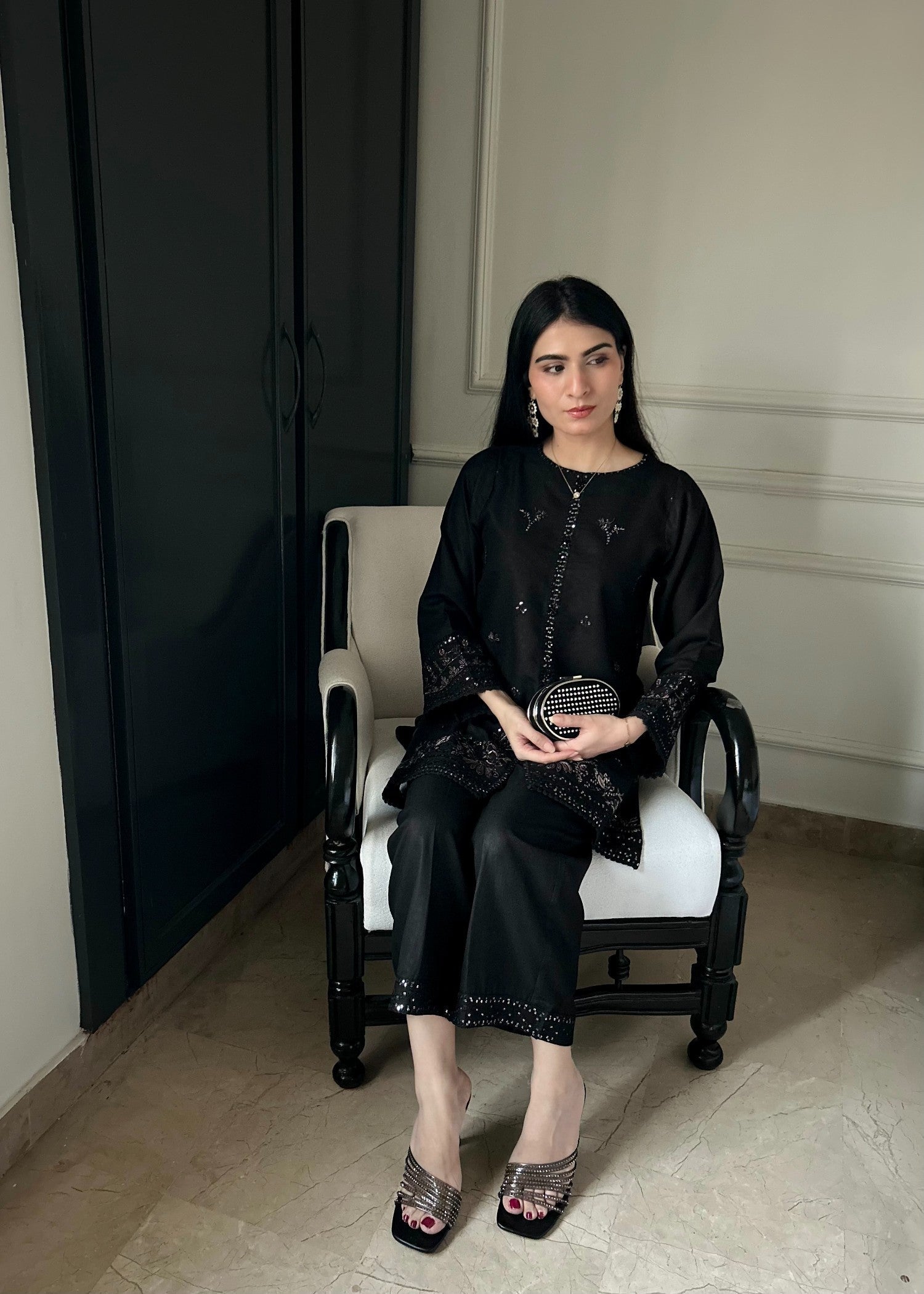 The Turkish Wear Sea Shell Hand Embalished Co ord Set Women 2pcs