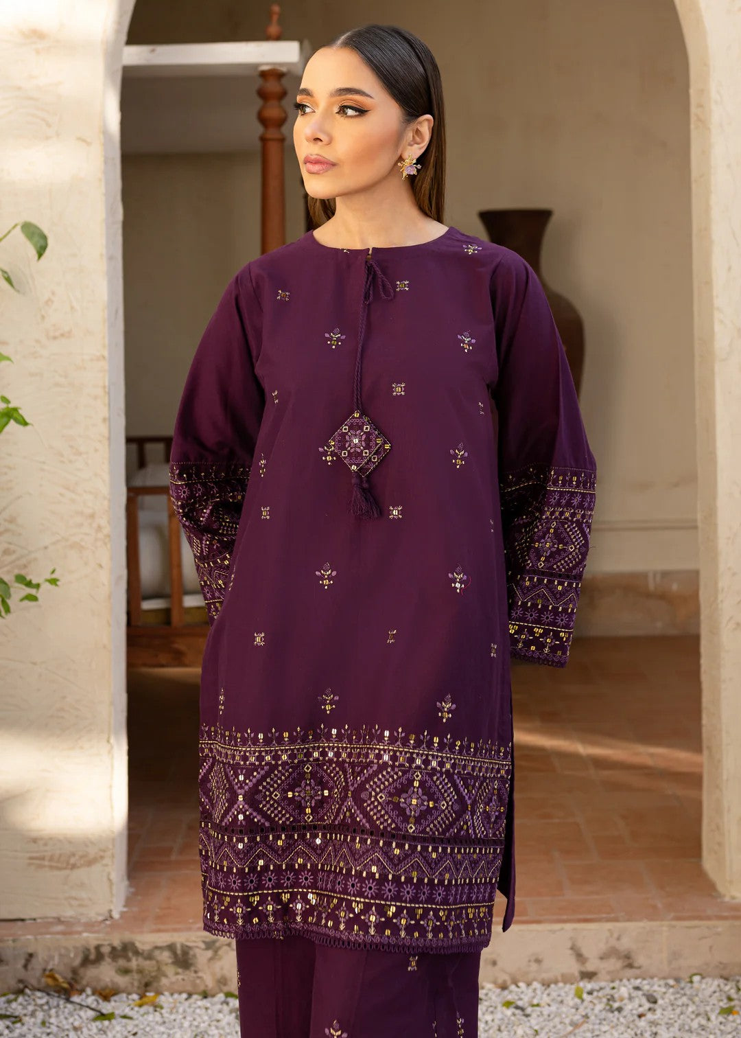The Turkish Wear Plum Kurta Set Women 2pcs