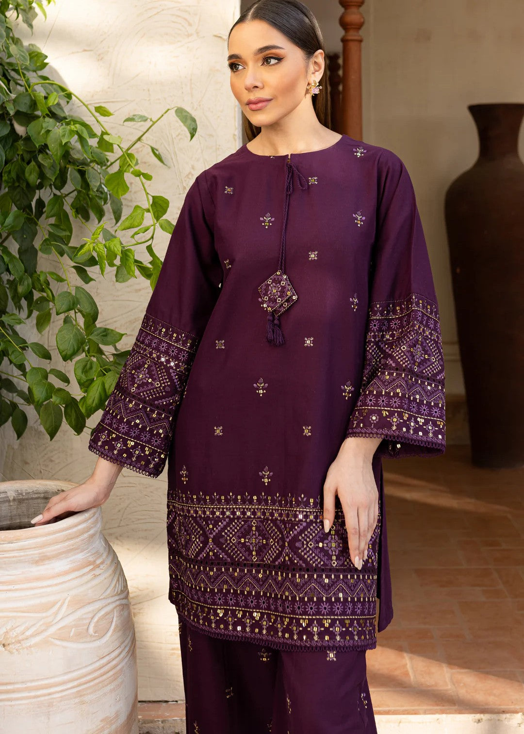 The Turkish Wear Plum Kurta Set Women 2pcs
