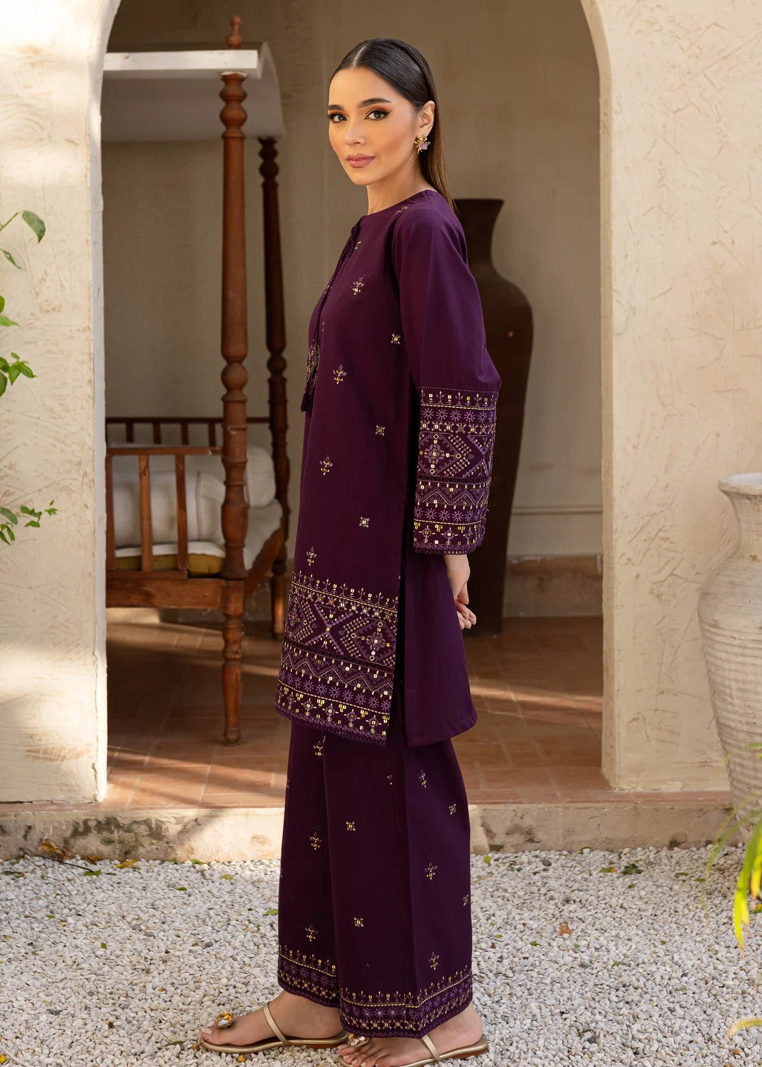 The Turkish Wear Plum Kurta Set Women 2pcs