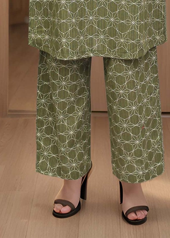 Polkadots Olive Green Self Printed Suit 14095HG Women 2pcs