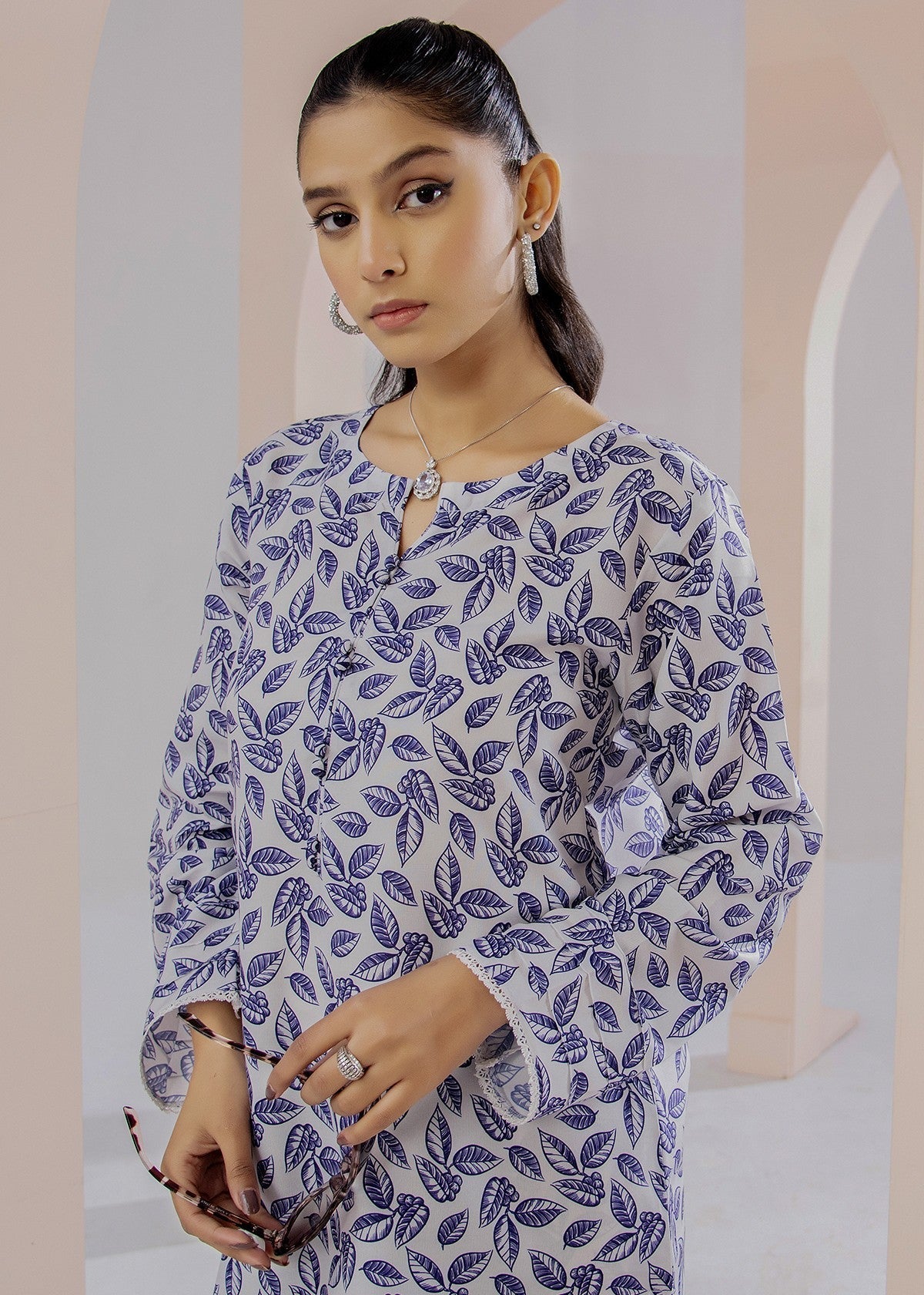 By-East Lawn Suit Printed (Blue) Women 2pcs