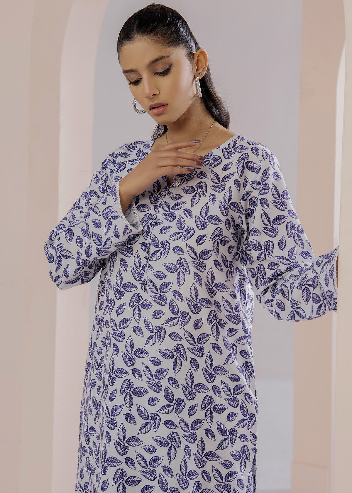By-East Lawn Suit Printed (Blue) Women 2pcs