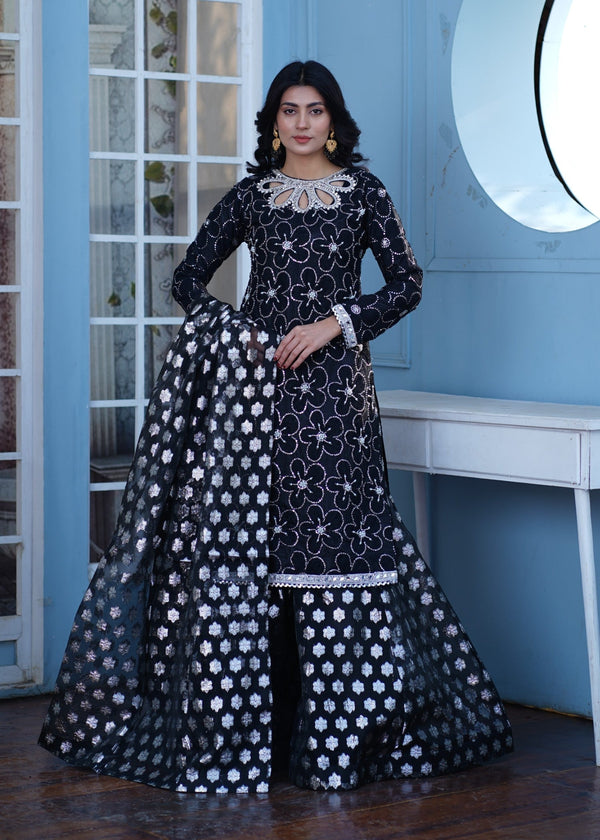 Miss & Mrs Black flower garara Women 3pcs