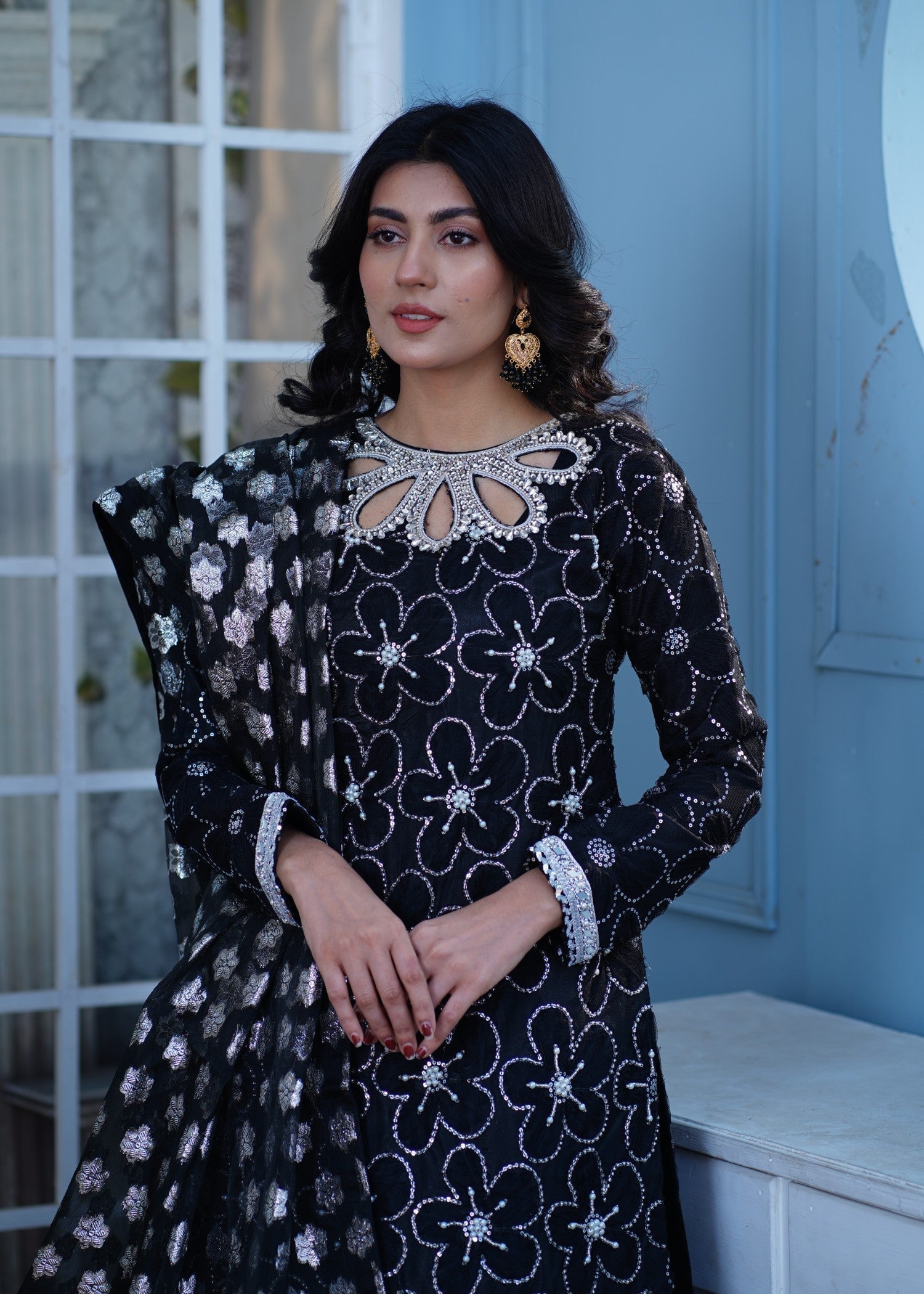 Miss & Mrs Black flower garara Women 3pcs