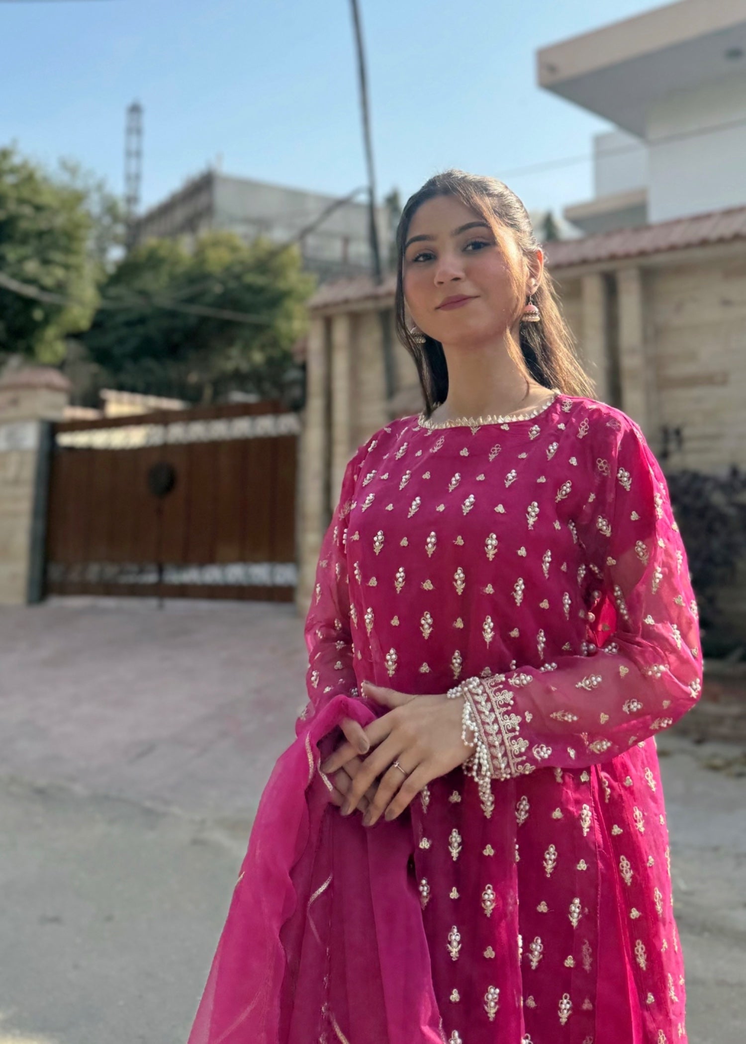 Suits By Sadia Pink double frock Women 4pcs