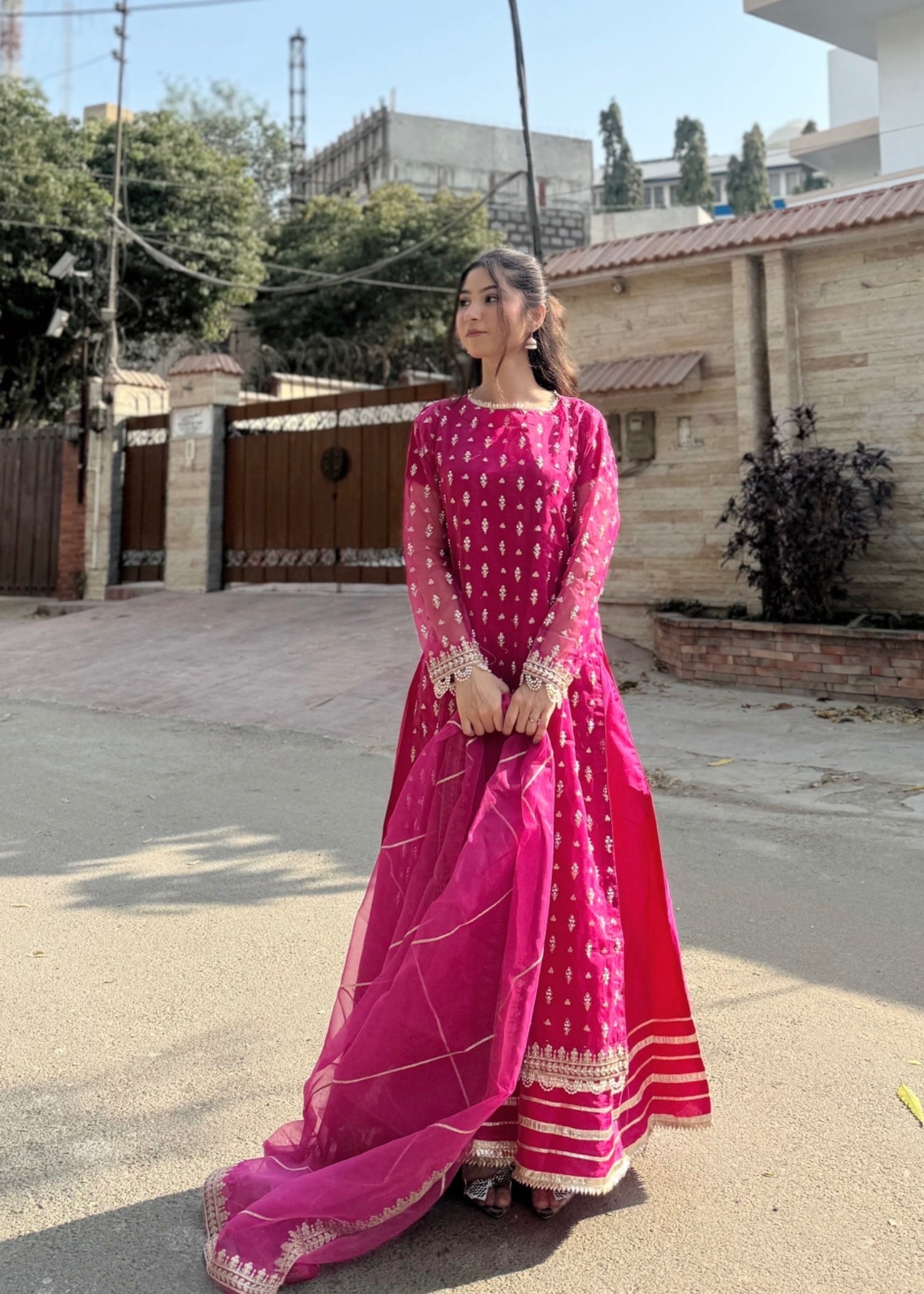 Suits By Sadia Pink double frock Women 4pcs