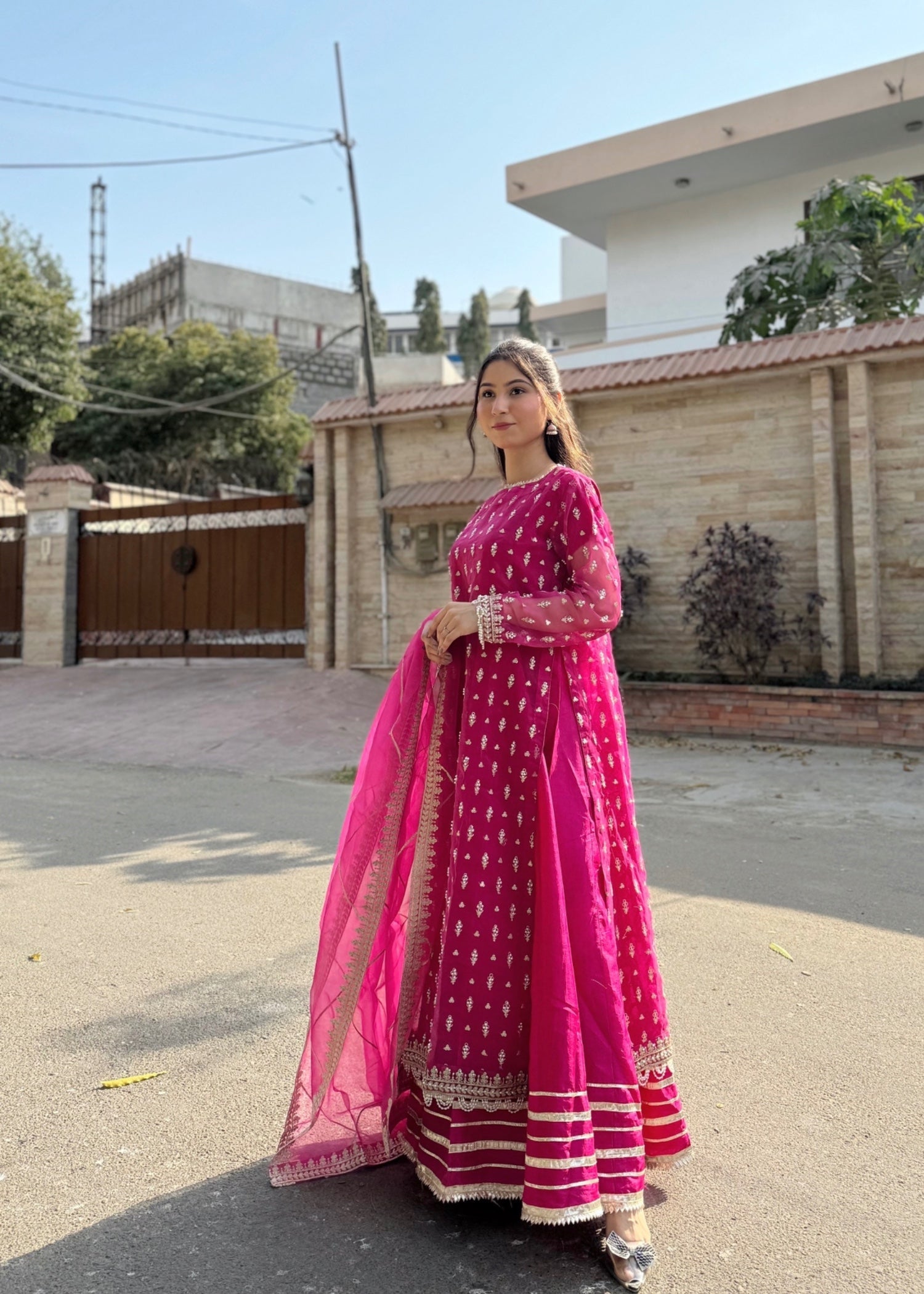 Suits By Sadia Pink double frock Women 4pcs