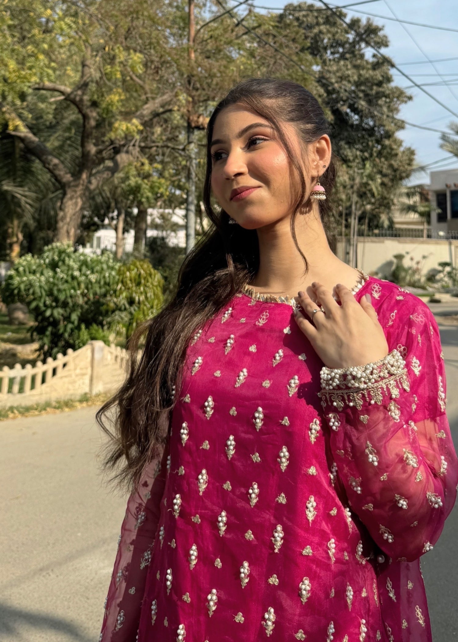 Suits By Sadia Pink double frock Women 4pcs