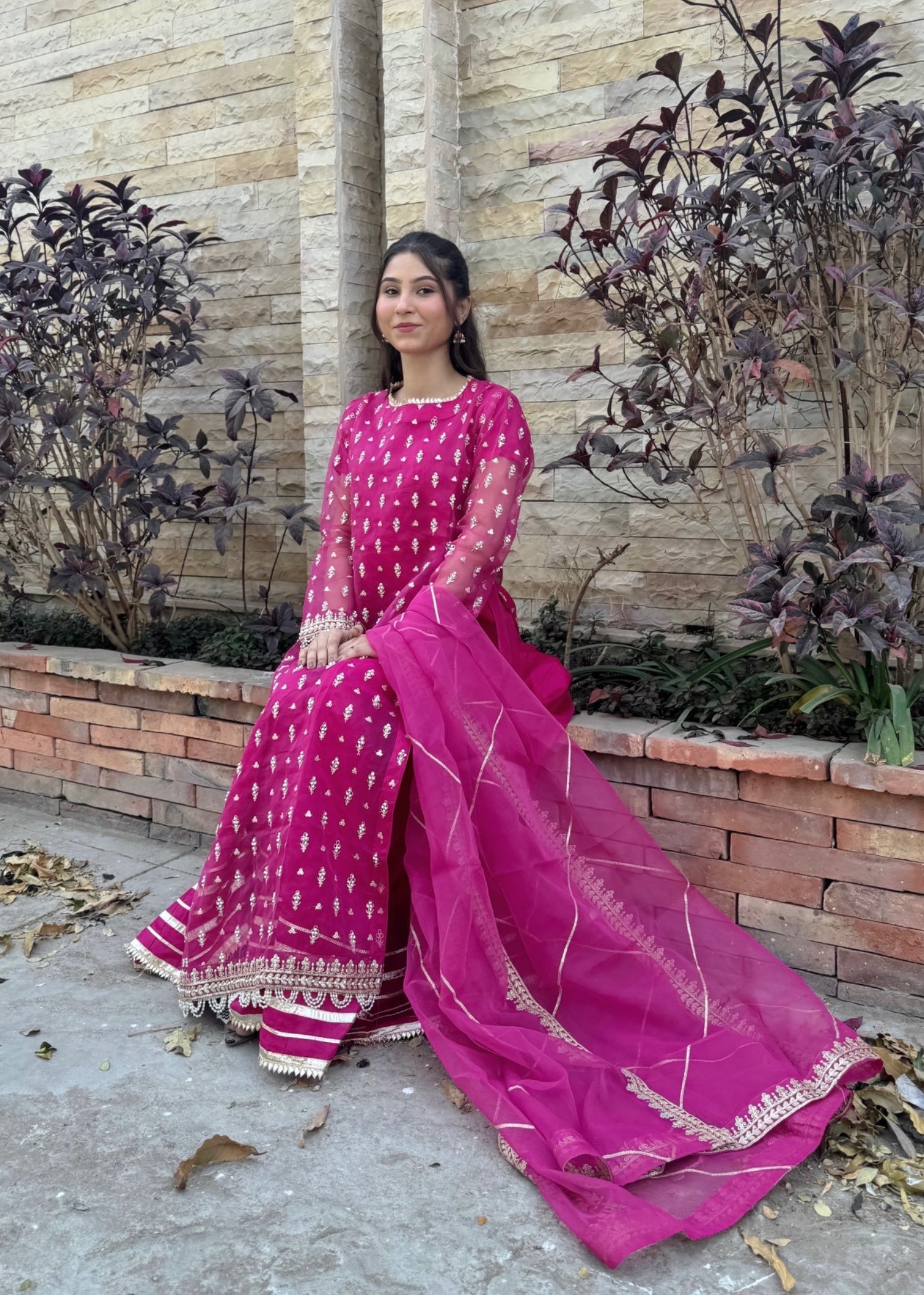 Suits By Sadia Pink double frock Women 4pcs