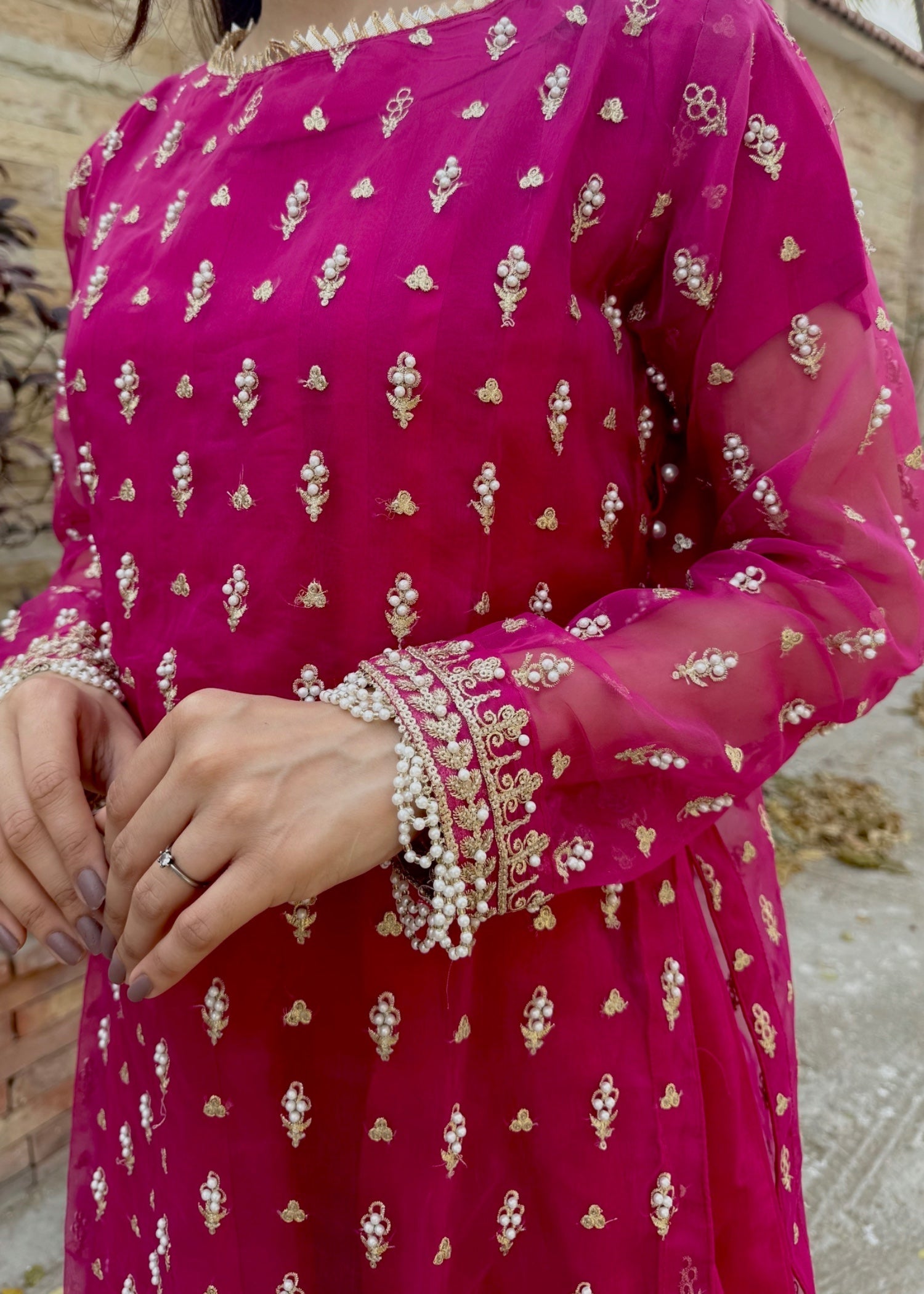 Suits By Sadia Pink double frock Women 4pcs