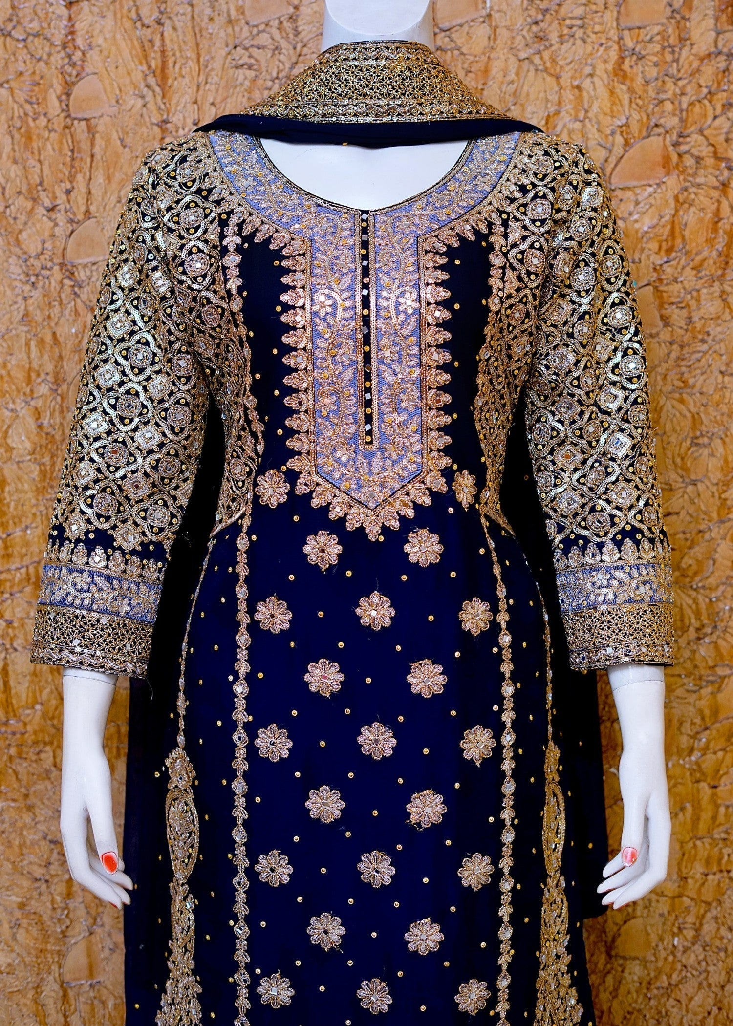 SAIRA SULTANA Areesh Navy Blue Women 3pcs