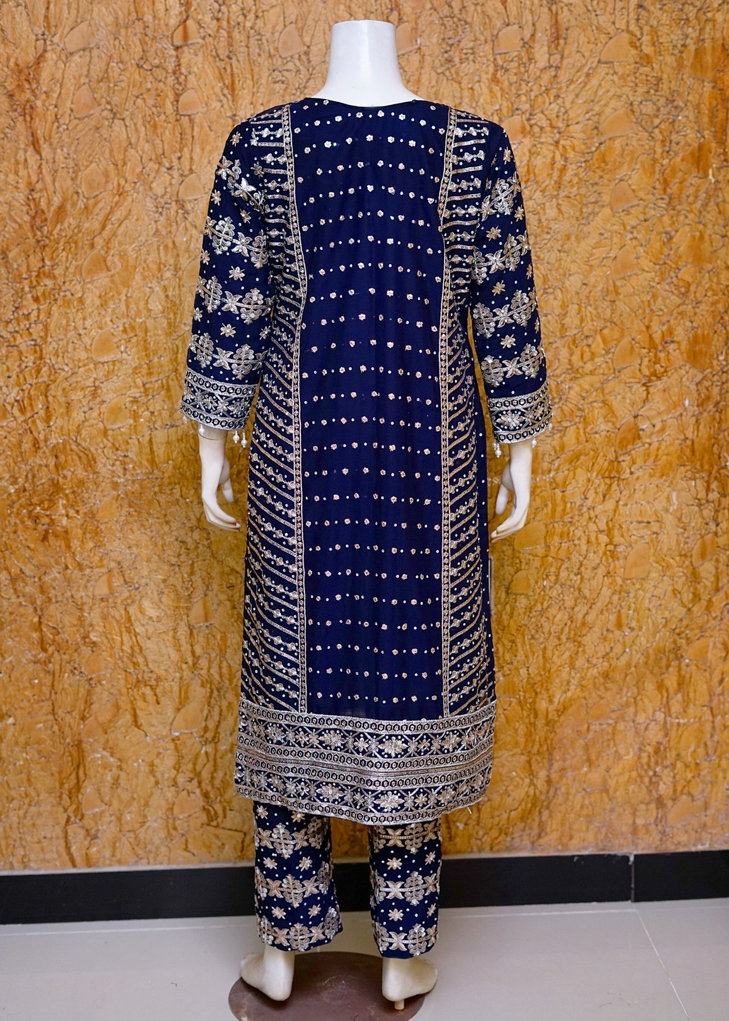 SAIRA SULTANA Aamna Navy Blue Women 3pcs
