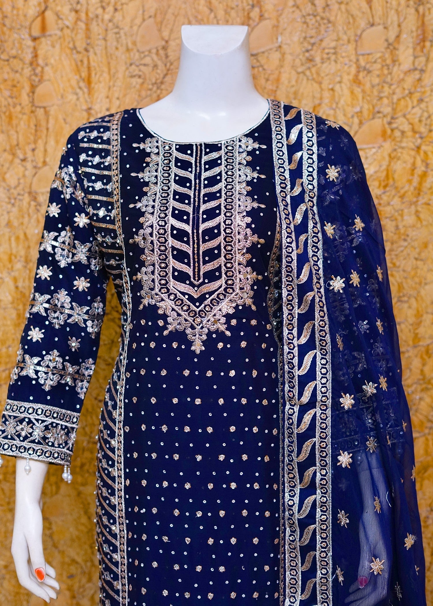 SAIRA SULTANA Aamna Navy Blue Women 3pcs