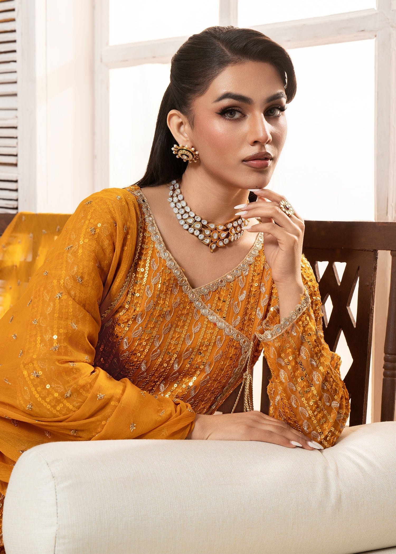 Ayesha Closet Resham Mustard Women 3pcs