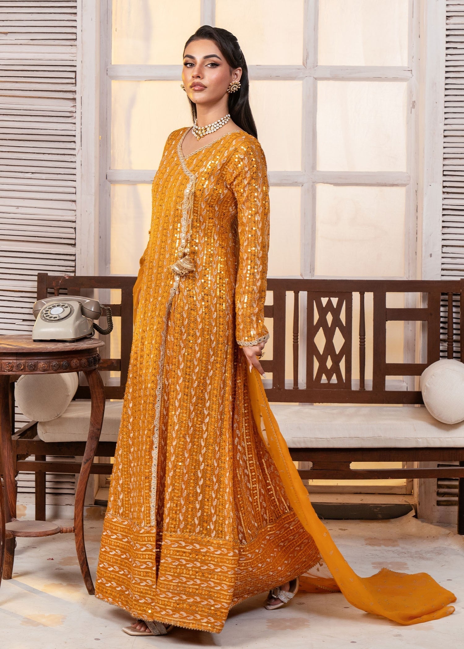 Ayesha Closet Resham Mustard Women 3pcs