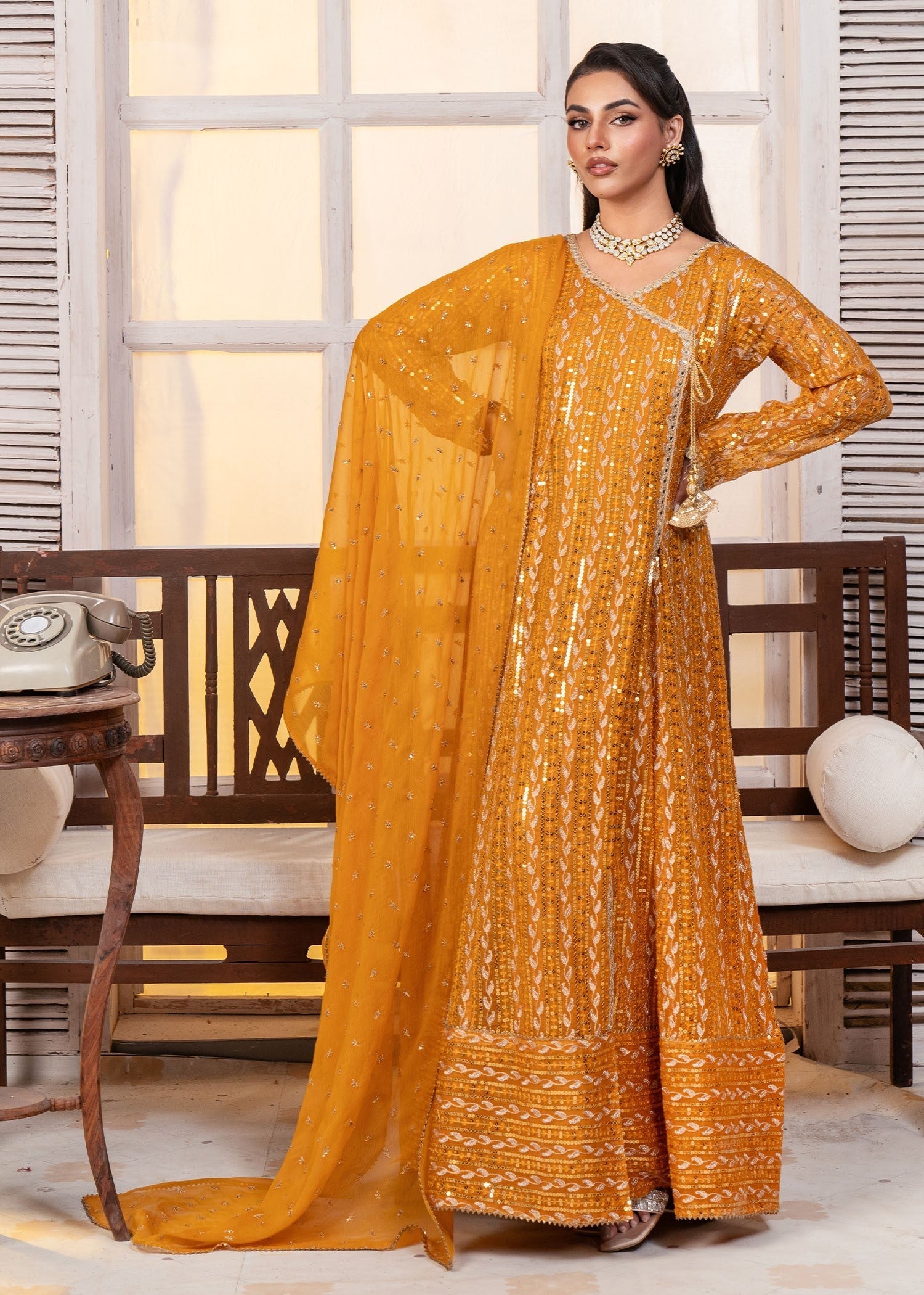 Ayesha Closet Resham Mustard Women 3pcs