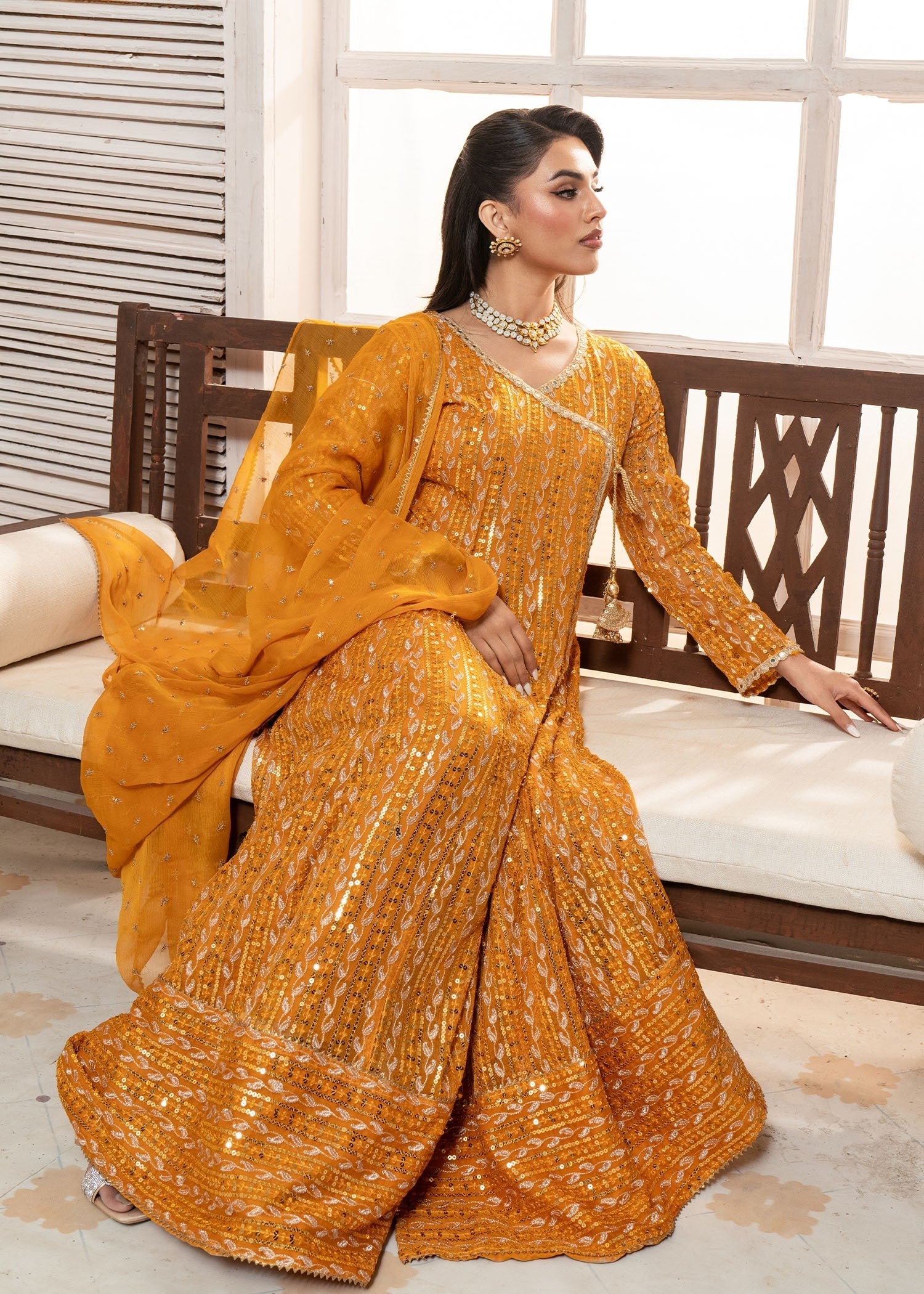 Ayesha Closet Resham Mustard Women 3pcs