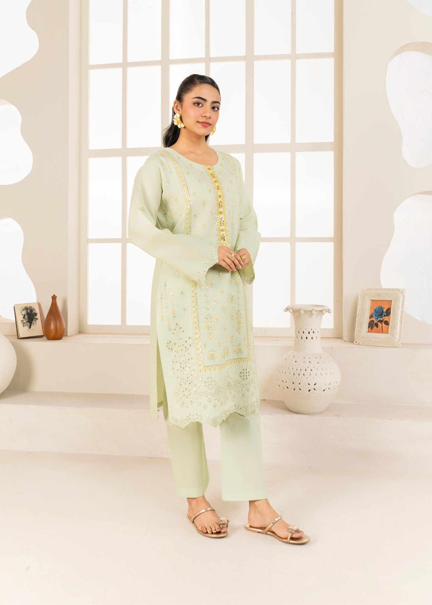 Stylish Collection NAAZ LIGHT GREEN Women 2pcs