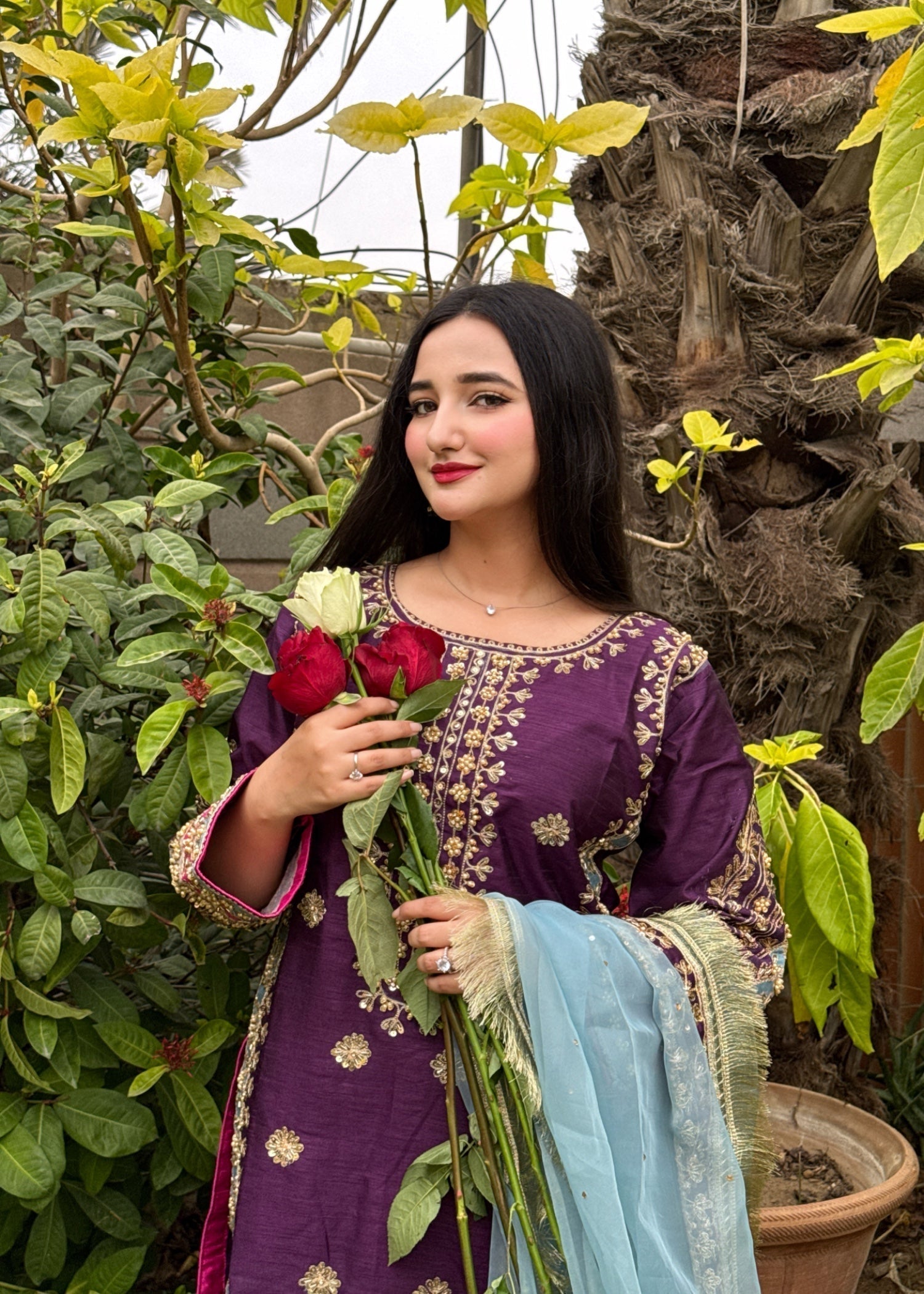 Suits By Sadia Silk imaan purple Women 3pcs