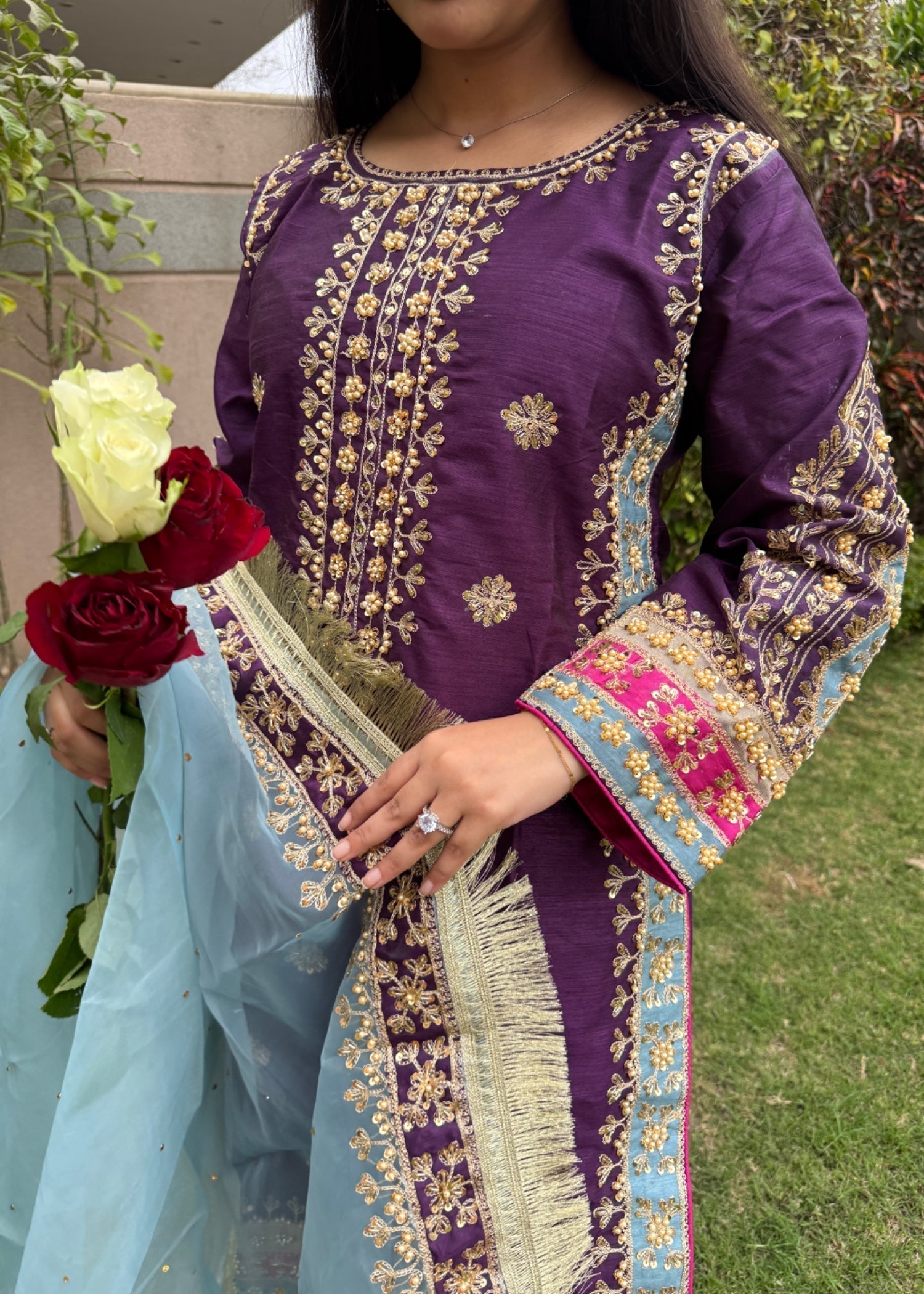 Suits By Sadia Silk imaan purple Women 3pcs