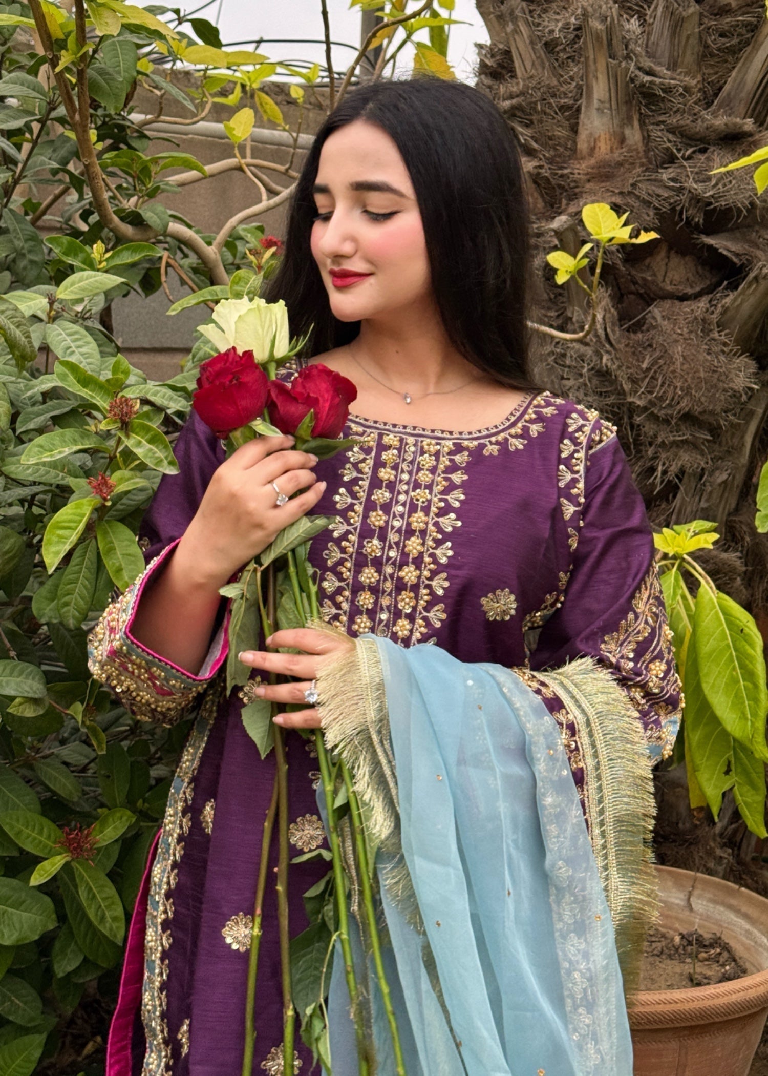 Suits By Sadia Silk imaan purple Women 3pcs