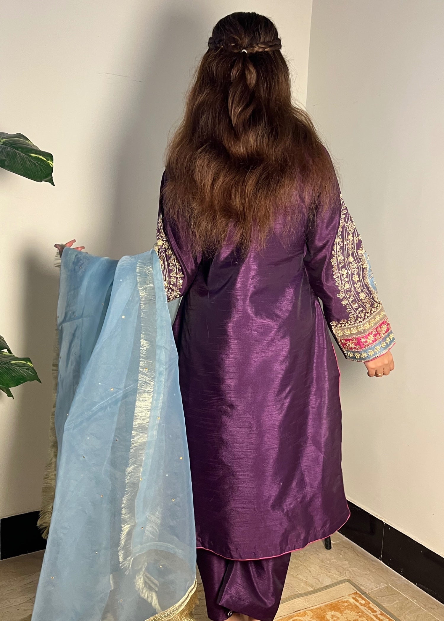 Suits By Sadia Silk imaan purple Women 3pcs