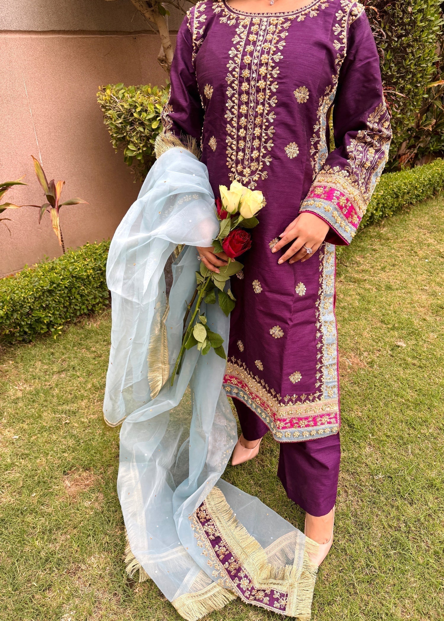 Suits By Sadia Silk imaan purple Women 3pcs