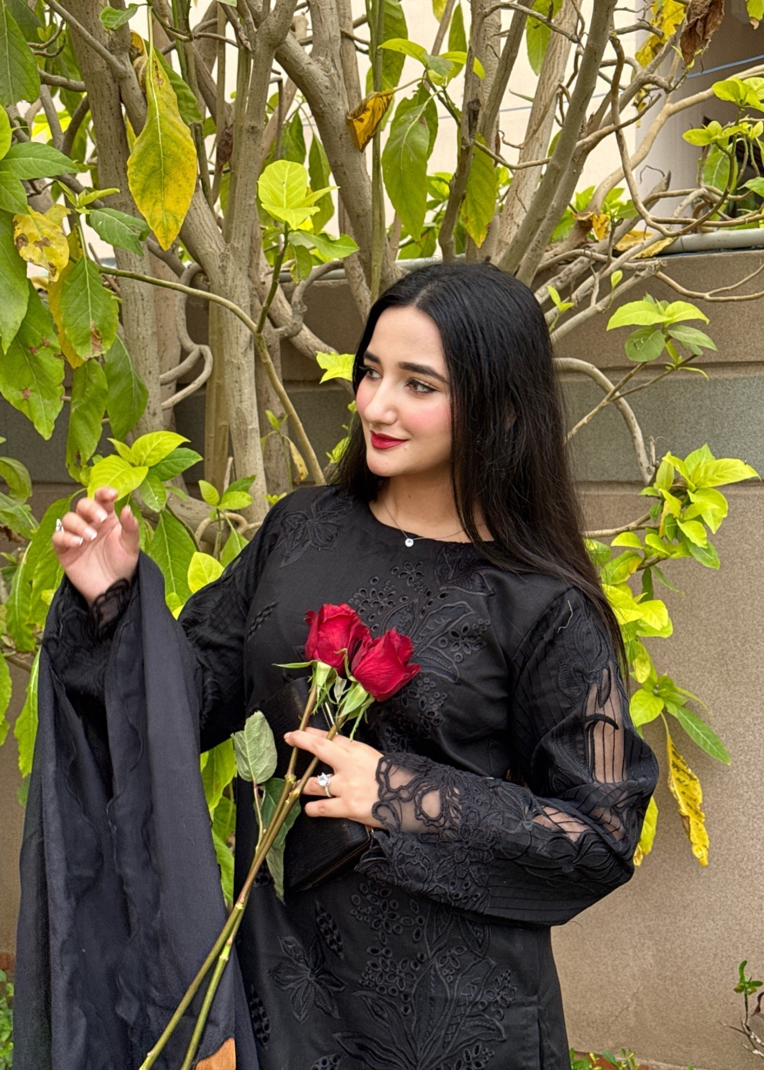 Suits By Sadia Black chiknkari Women 3pcs