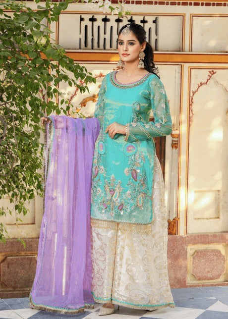 Khuda Baksh Creations Z 221 Turquoise Women 3pcs