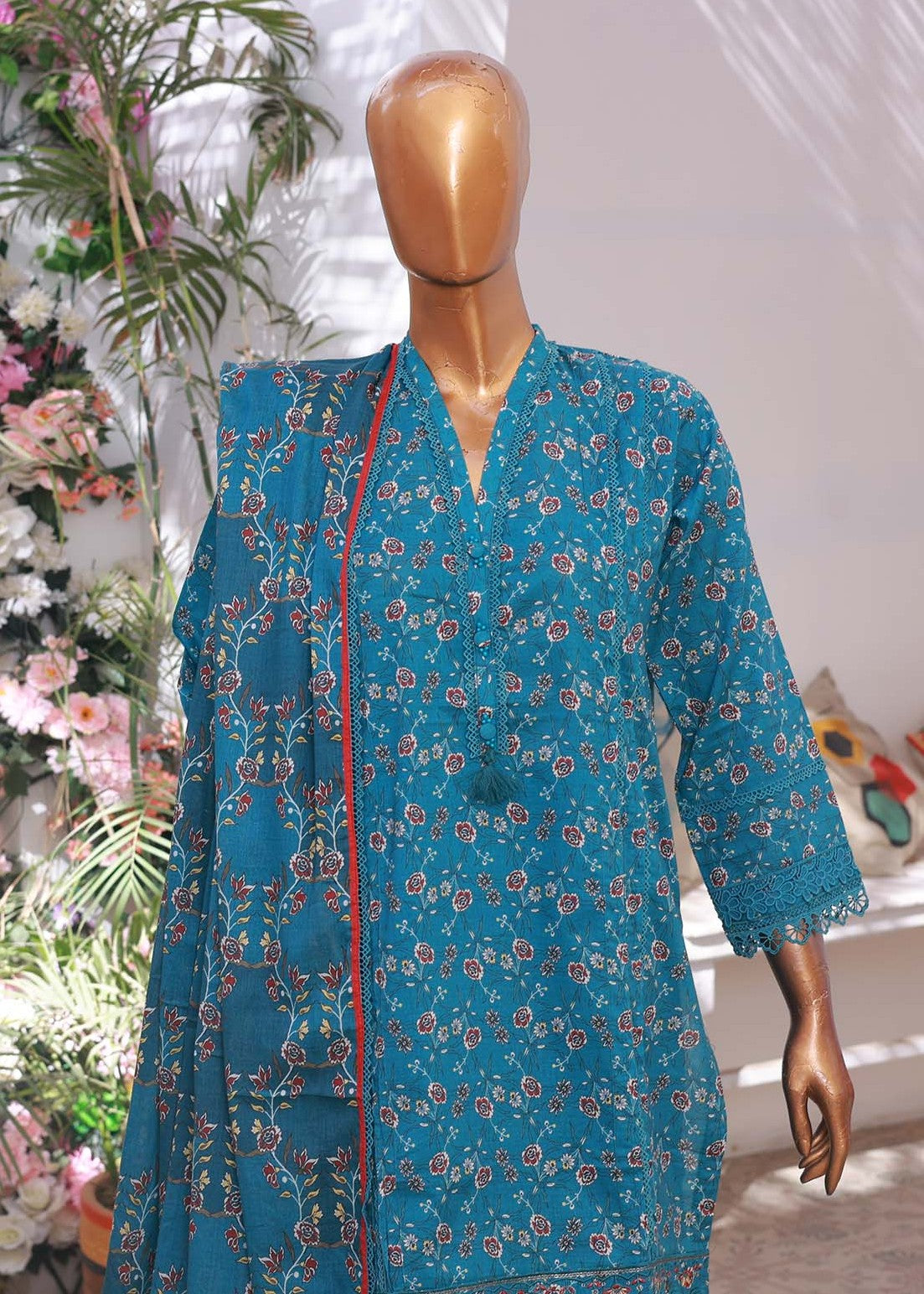 Suntex Fabrics TEAL SHIRT EMBROIDERED Women 3pcs