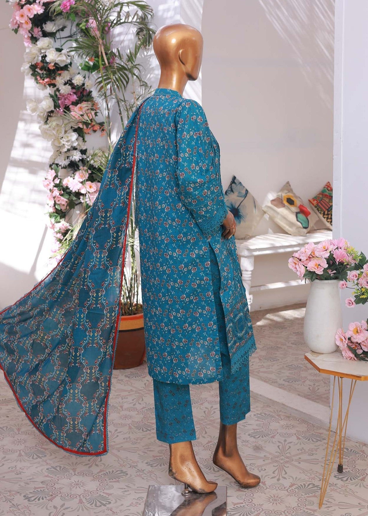 Suntex Fabrics TEAL SHIRT EMBROIDERED Women 3pcs