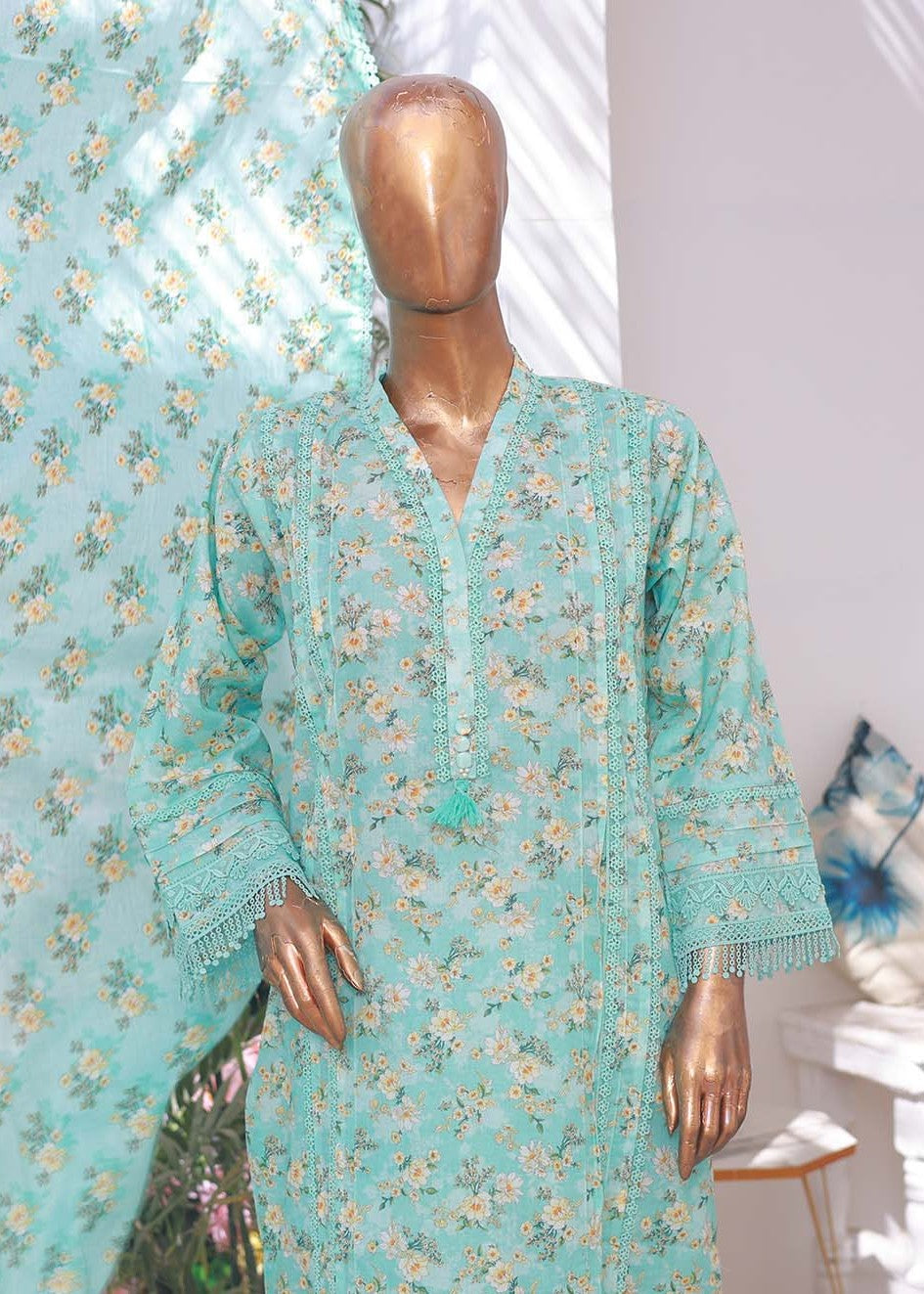 Suntex Fabrics AQUA SHIRT EMBROIDERED Women 3pcs