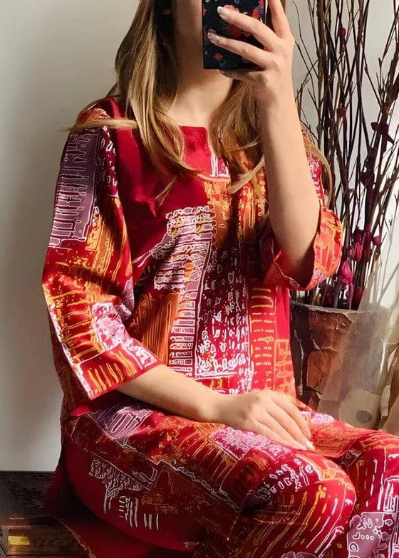 Libas Thread Mountain printed (maroon) Women 2pcs