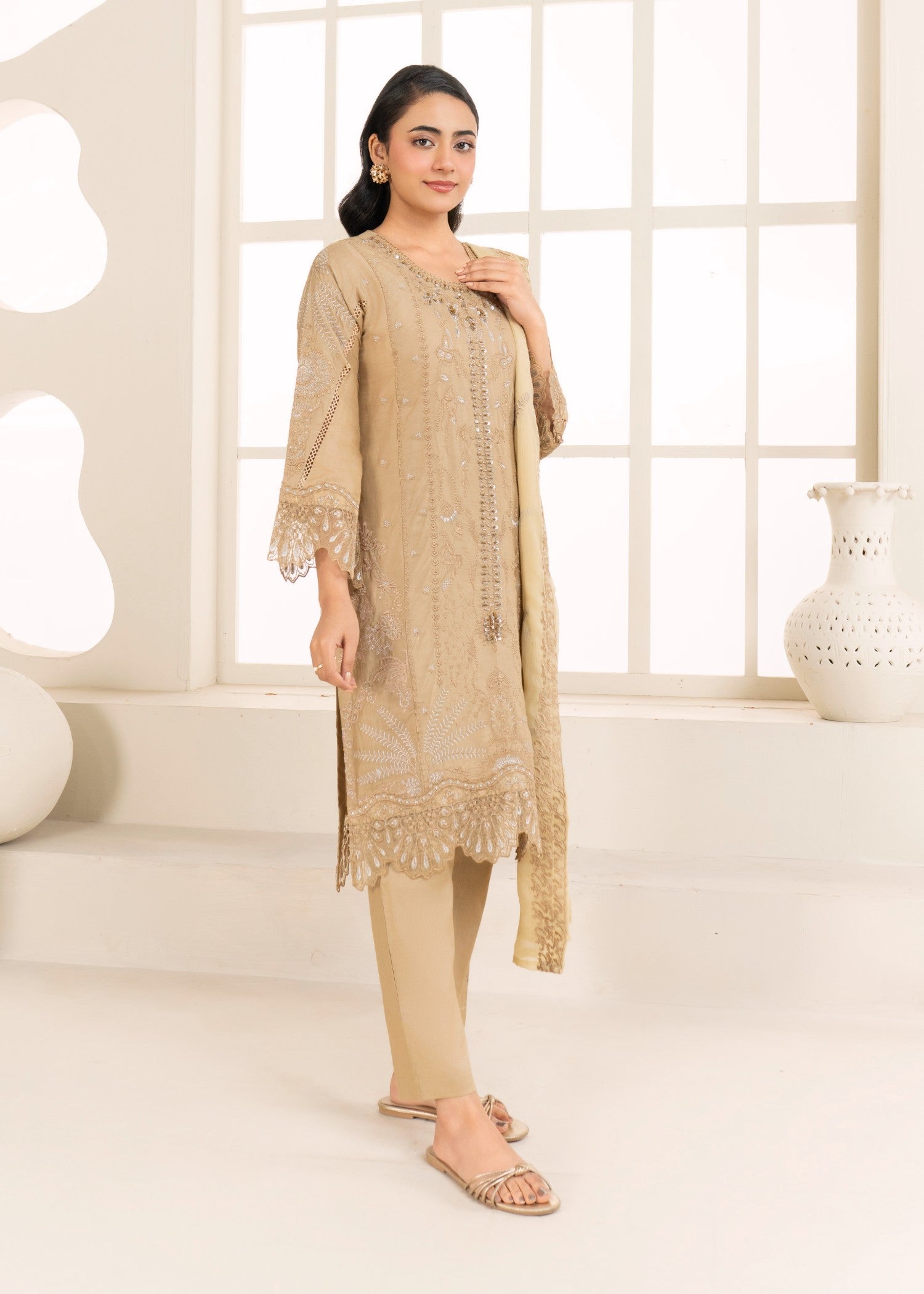 Four Season Boutique SADABAHAR COTTON BROWN Women 3pcs