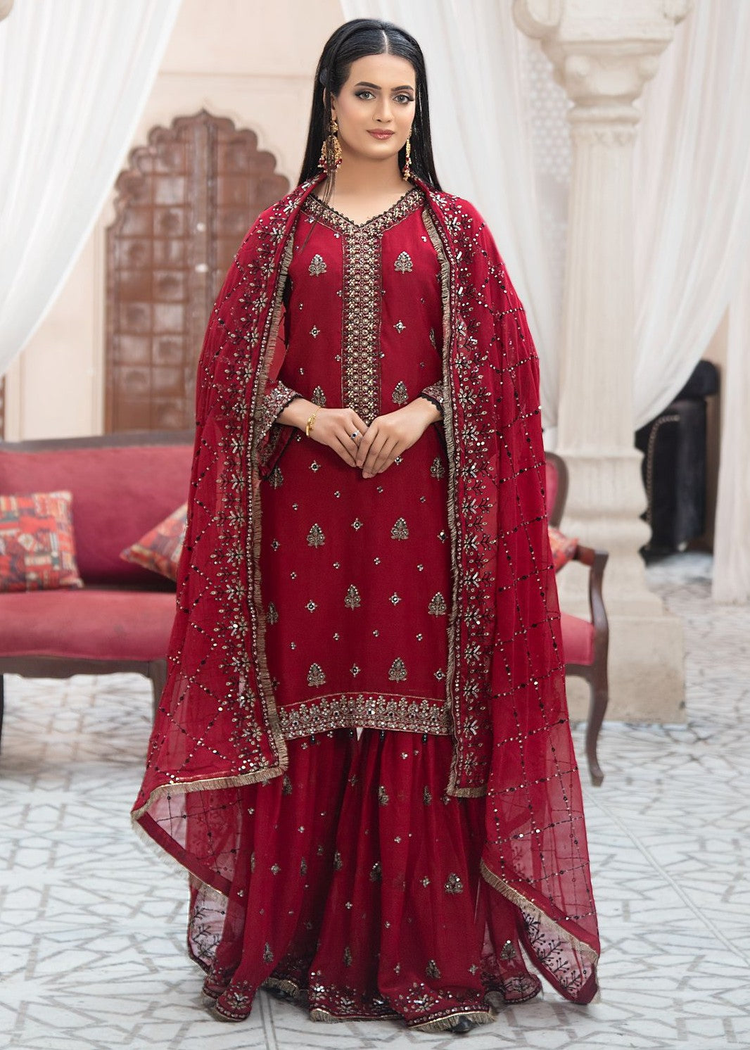 Pehnawa Fashion PREMIUM CHIFFON CHERRY Women 3pcs