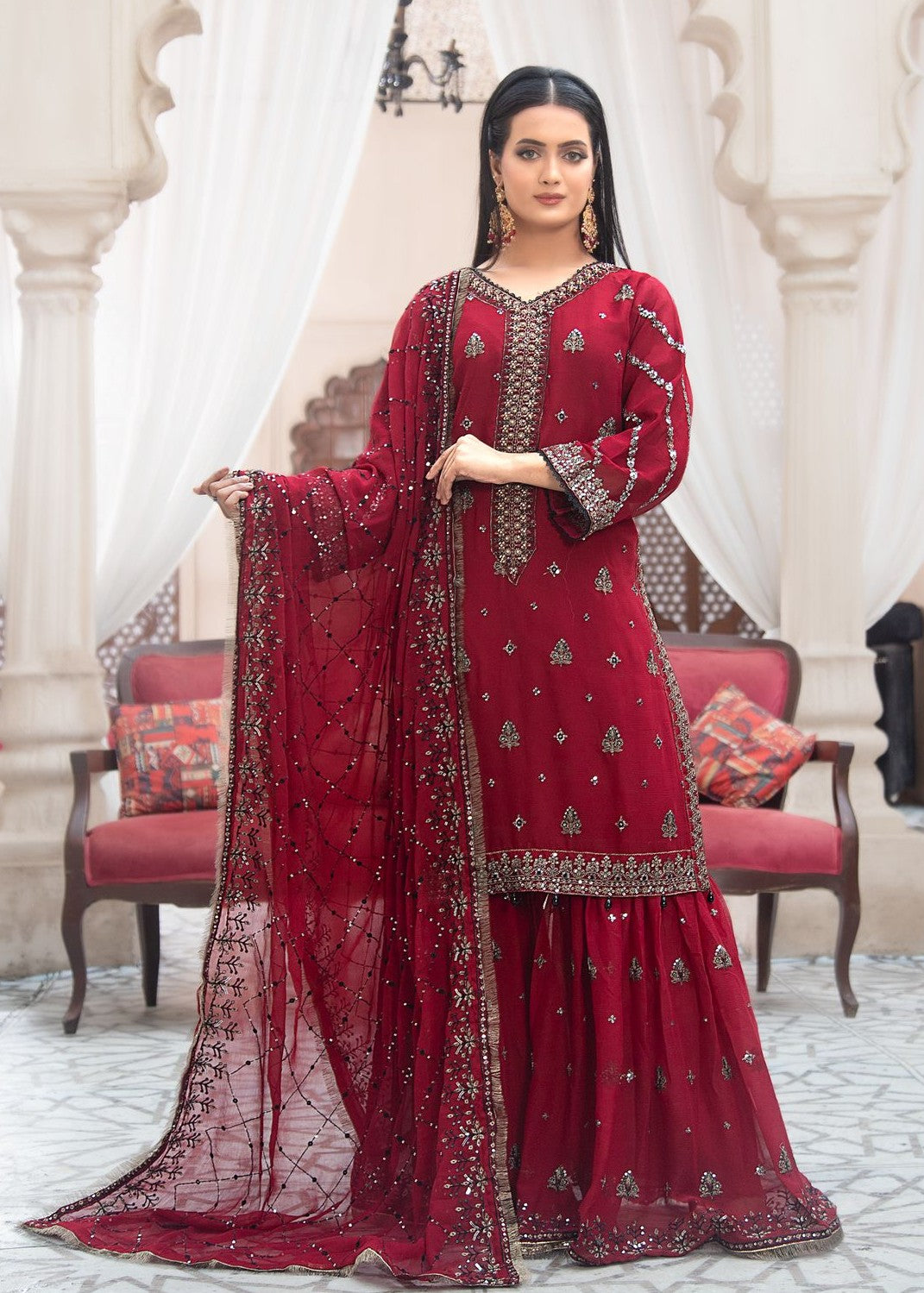 Pehnawa Fashion PREMIUM CHIFFON CHERRY Women 3pcs